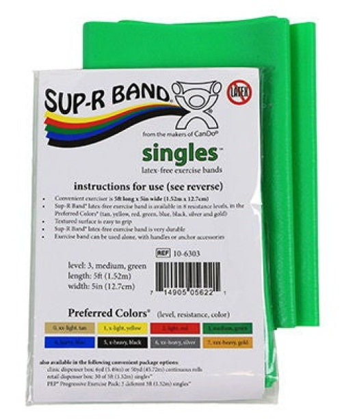 Fabrication Enterprises - 10-6303-30 Exercise Resistance Band Sup-R Band® Green 5 Inch X 5 Foot Medium Resistance
