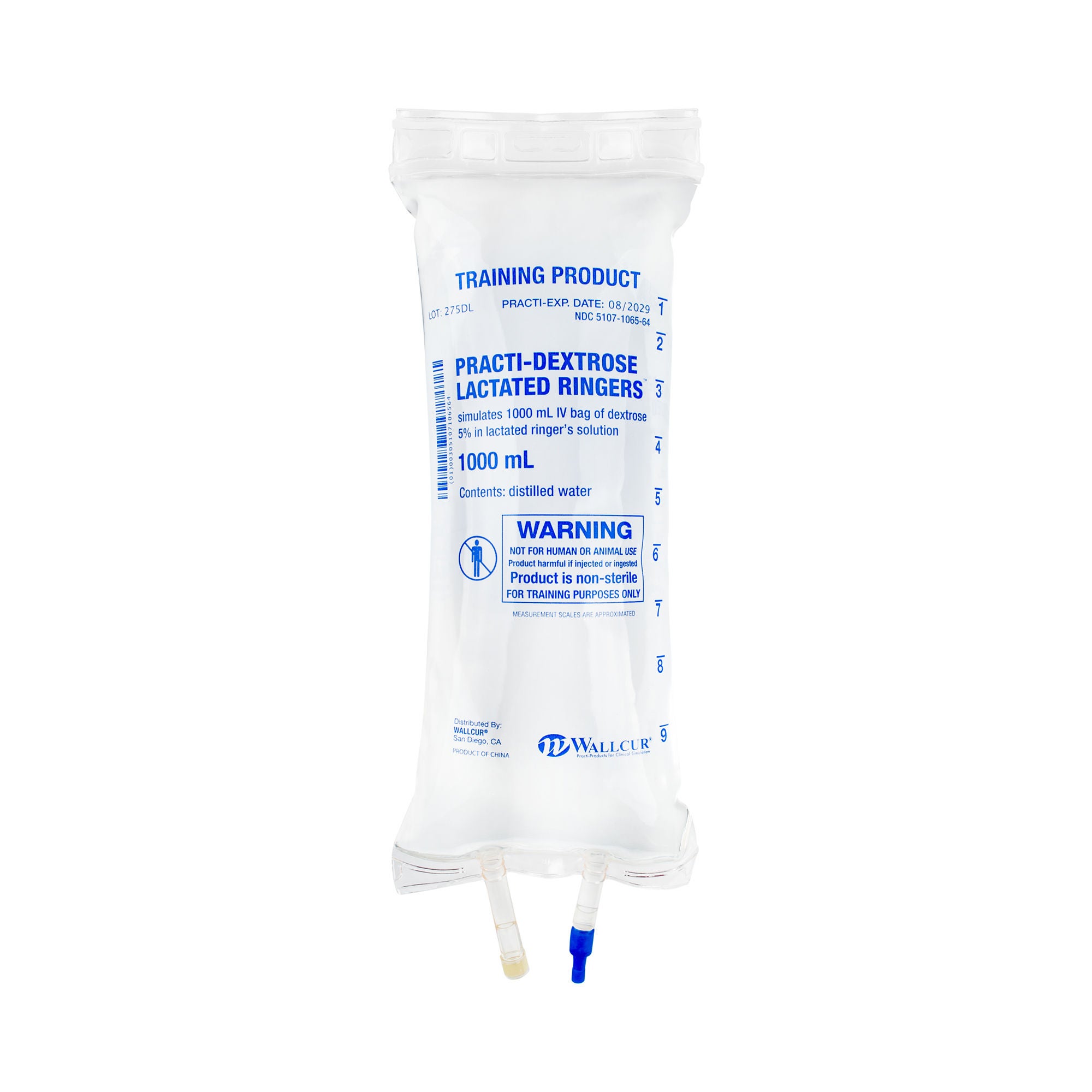 Wallcur - 275DL Clinical Training Medication Practi-Dextrose Lactated Ringer's™ Liquid I.V. Bag 1000 mL