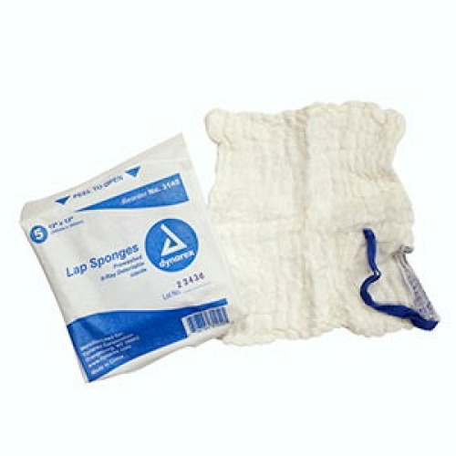 Dynarex - 3146 Surgical Laparotomy Sponge X-Ray Detectable Cotton 18 X 18 Inch 5 Count Pack Sterile