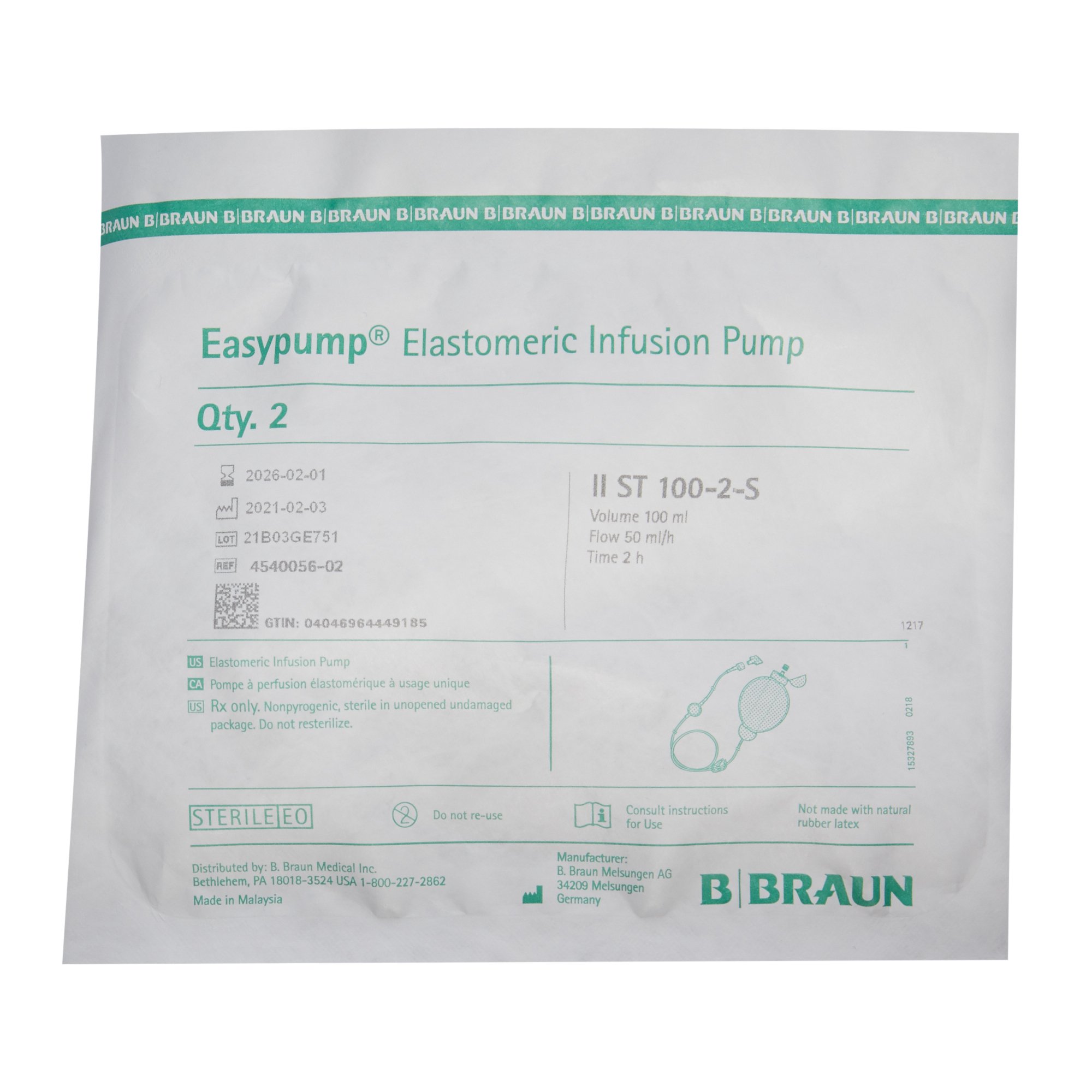 B. Braun - 4540056-02 Easypump® ST Elastomeric Pump 100-2-S