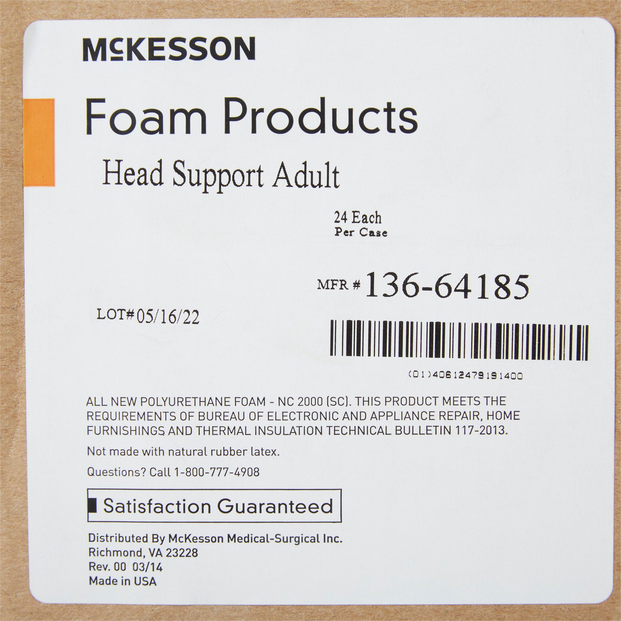 McKesson Brand 136-64185 - McKesson Head Positioner, 9 x 8 x 4-1/2 Inch - 1/Each, 24/Case