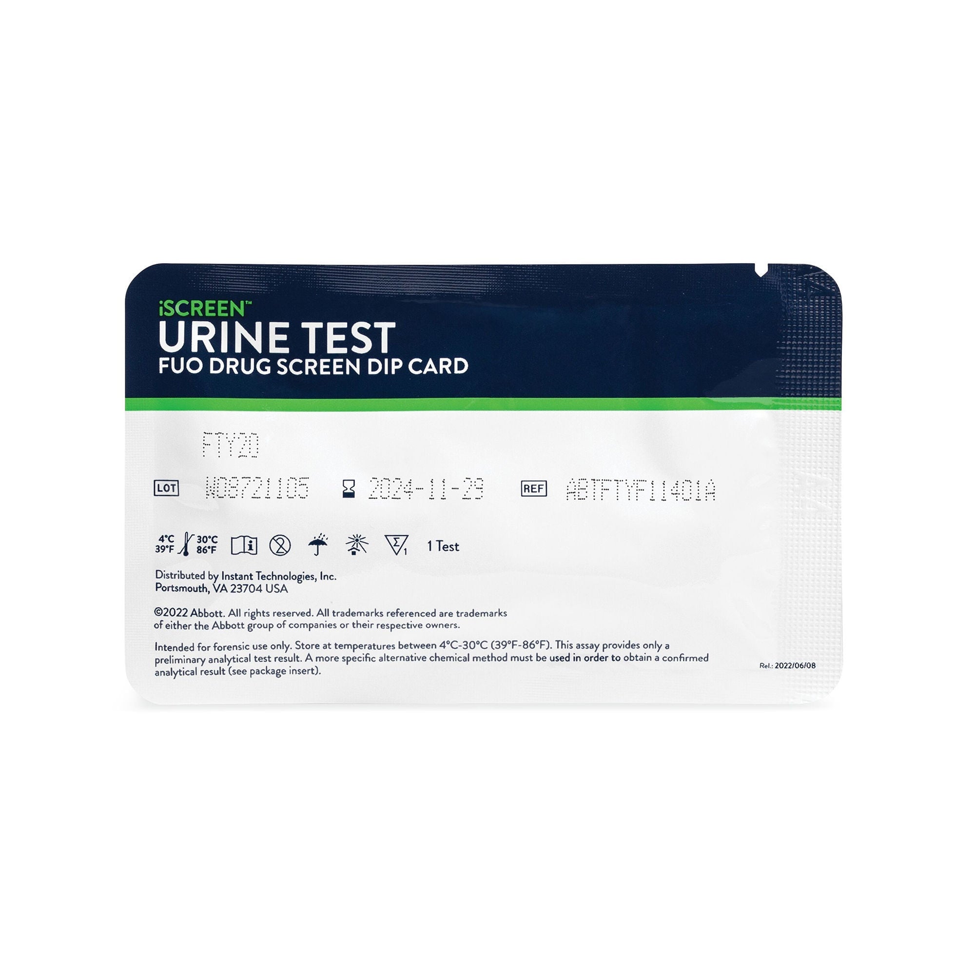 Abbott Rapid Dx North America LLC - IS1BENZO Drugs of Abuse Test Kit iScreen® Benzodiazepine (BZO) 25 Tests CLIA Non-Waived