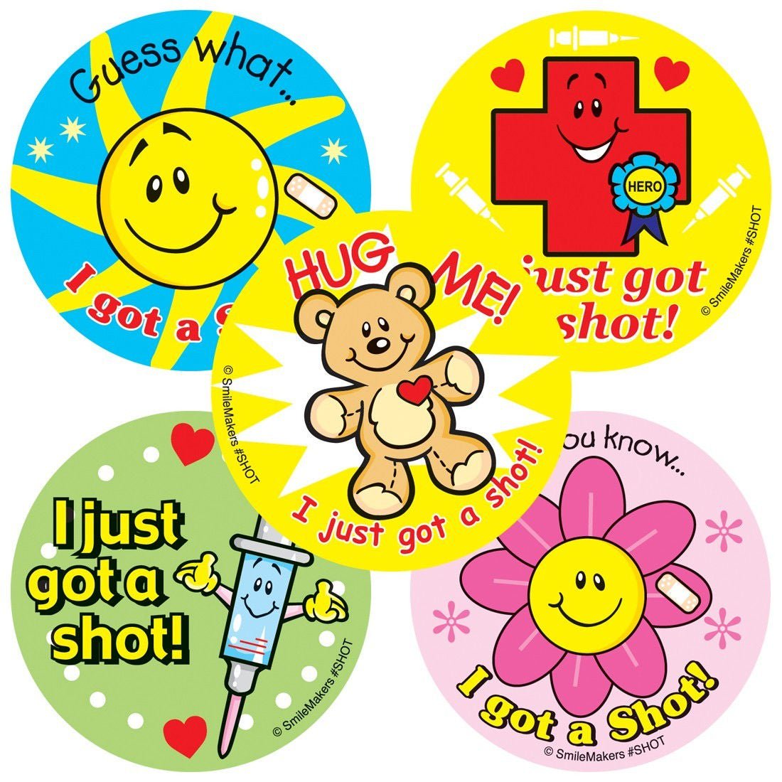 SmileMakers - SHOTR Sticker SmileMakers® 100 per Roll Allergy Shot 2-1/2 Inch Diameter