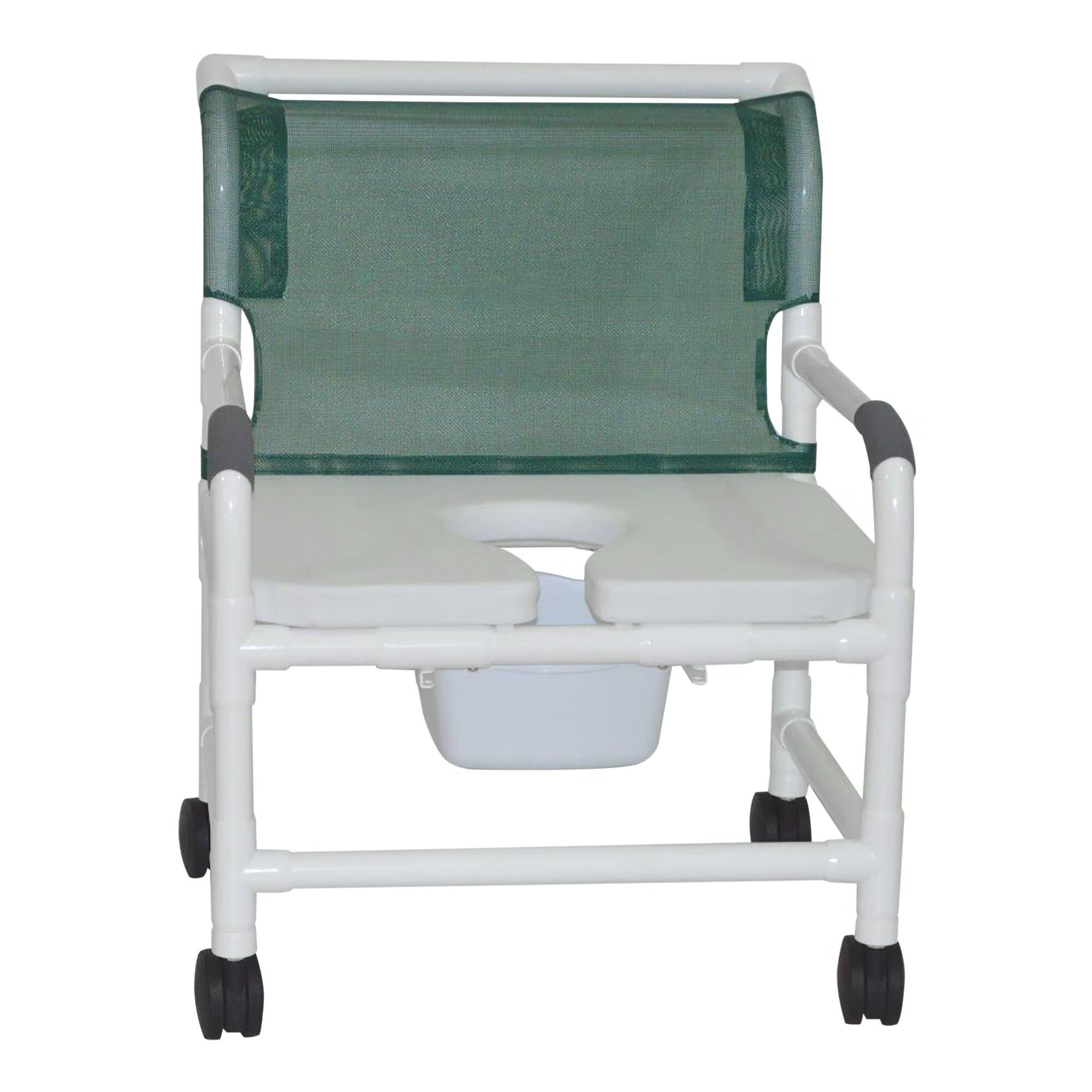 MJM International - 126-4-NB-FSSS Shower Chair MJM International Fixed Arms PVC Frame Mesh Backrest with Pushbar 26 Inch Seat Width 425 lbs. Weight Capacity