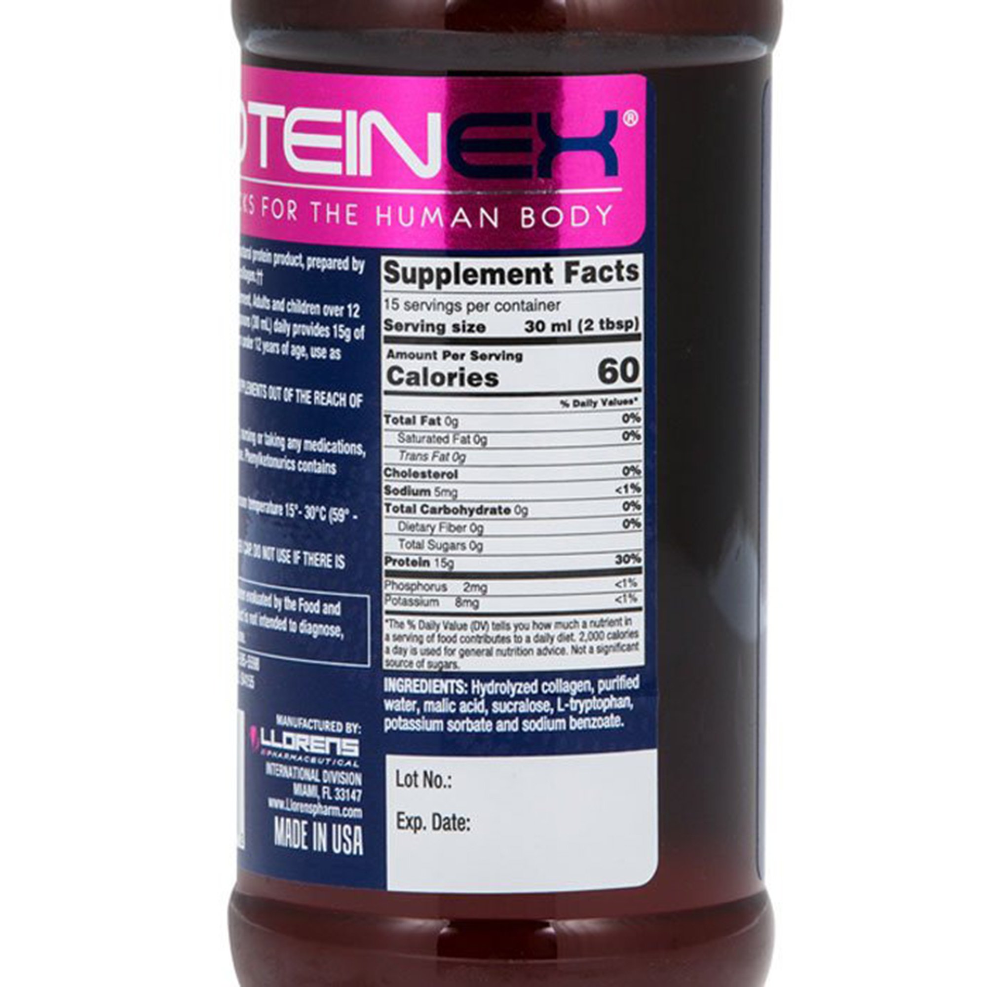 Lloren Pharmaceuticals 54859051516 - Proteinex® P15 Hydrolyzed Liquid Protein, 16-ounce Bottle - 1/Each, 12/Case