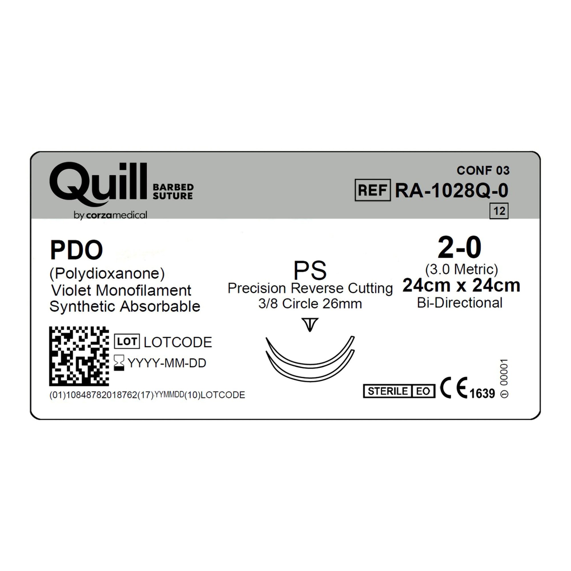 Surgical Specialties RA-1028Q-0 - Quill™ Knotless Tissue-Closure Device Suture with Needle - 12/Box
