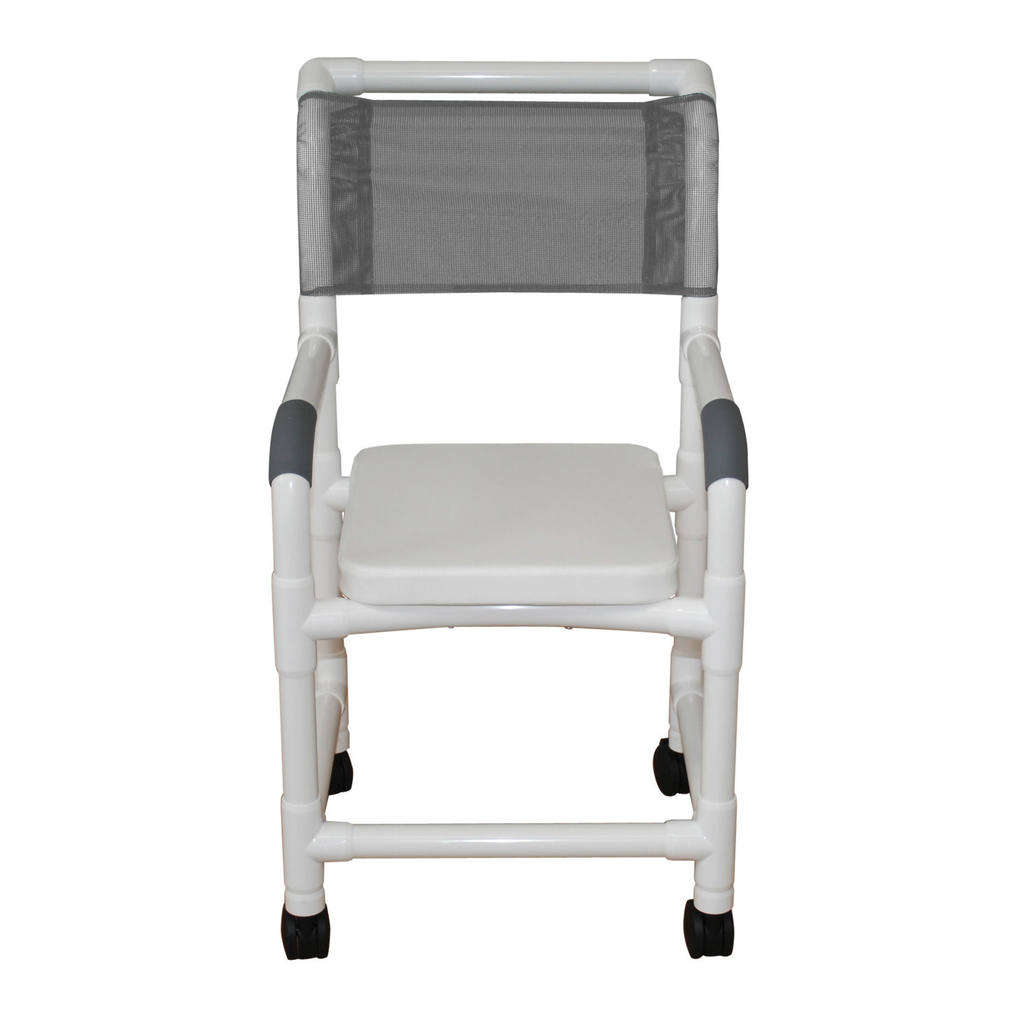 MJM International - 118-3TW-SSC Shower Chair MJM International PVC Frame Mesh Backrest 18 Inch Seat Width 300 lbs. Weight Capacity