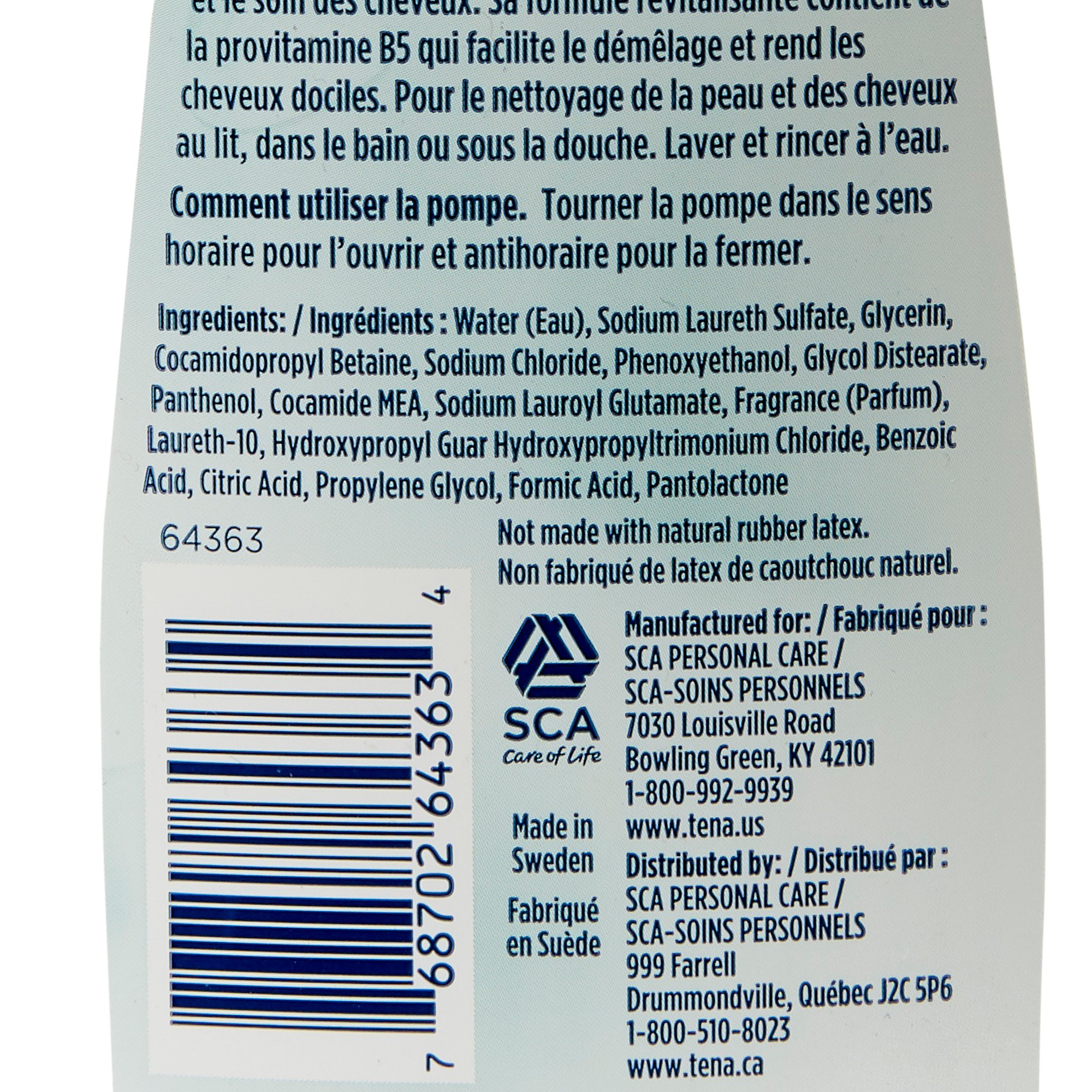 Essity HMS North America Inc 64363 - Tena® Scented Shampoo and Body Wash, 16.9 oz. Pump Bottle - 1/Each, 10/Case