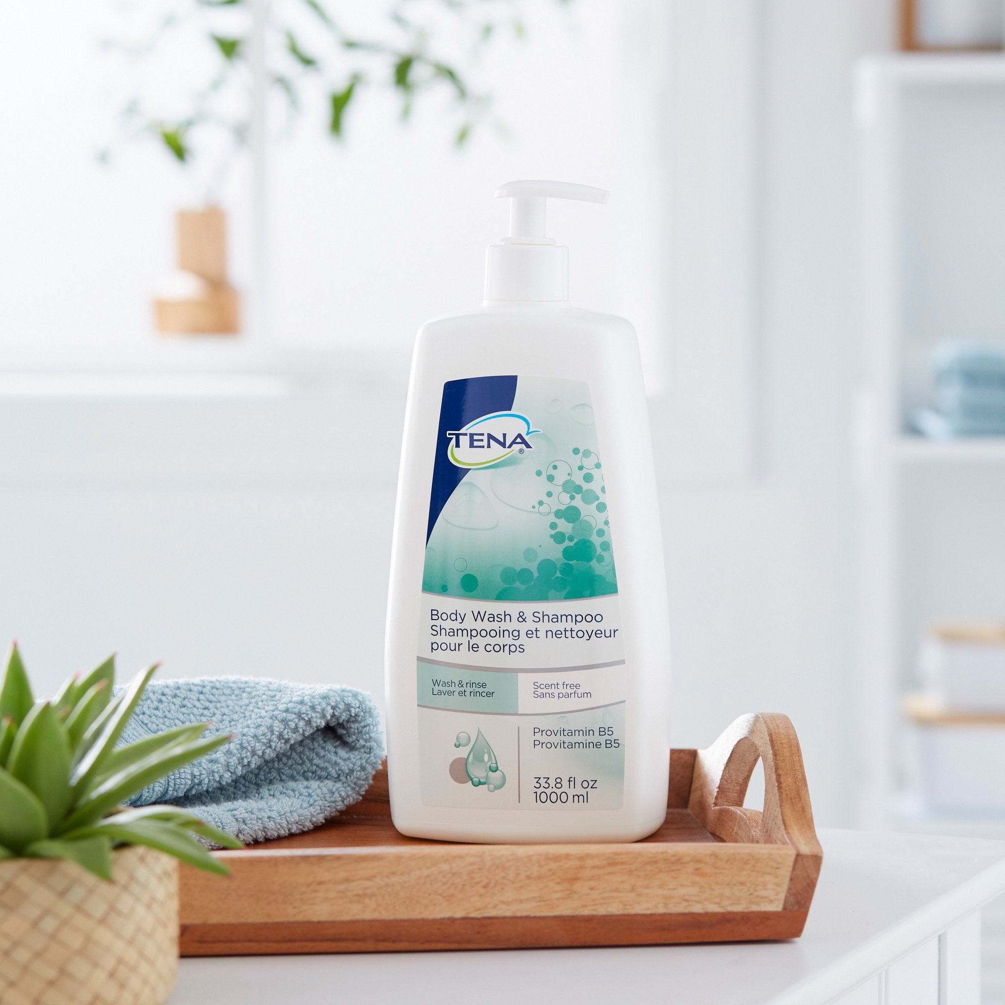 Essity HMS North America Inc 64343 - Tena Unscented Shampoo and Body Wash, Pump Bottle, 1,000 mL - 1/Each, 8/Case