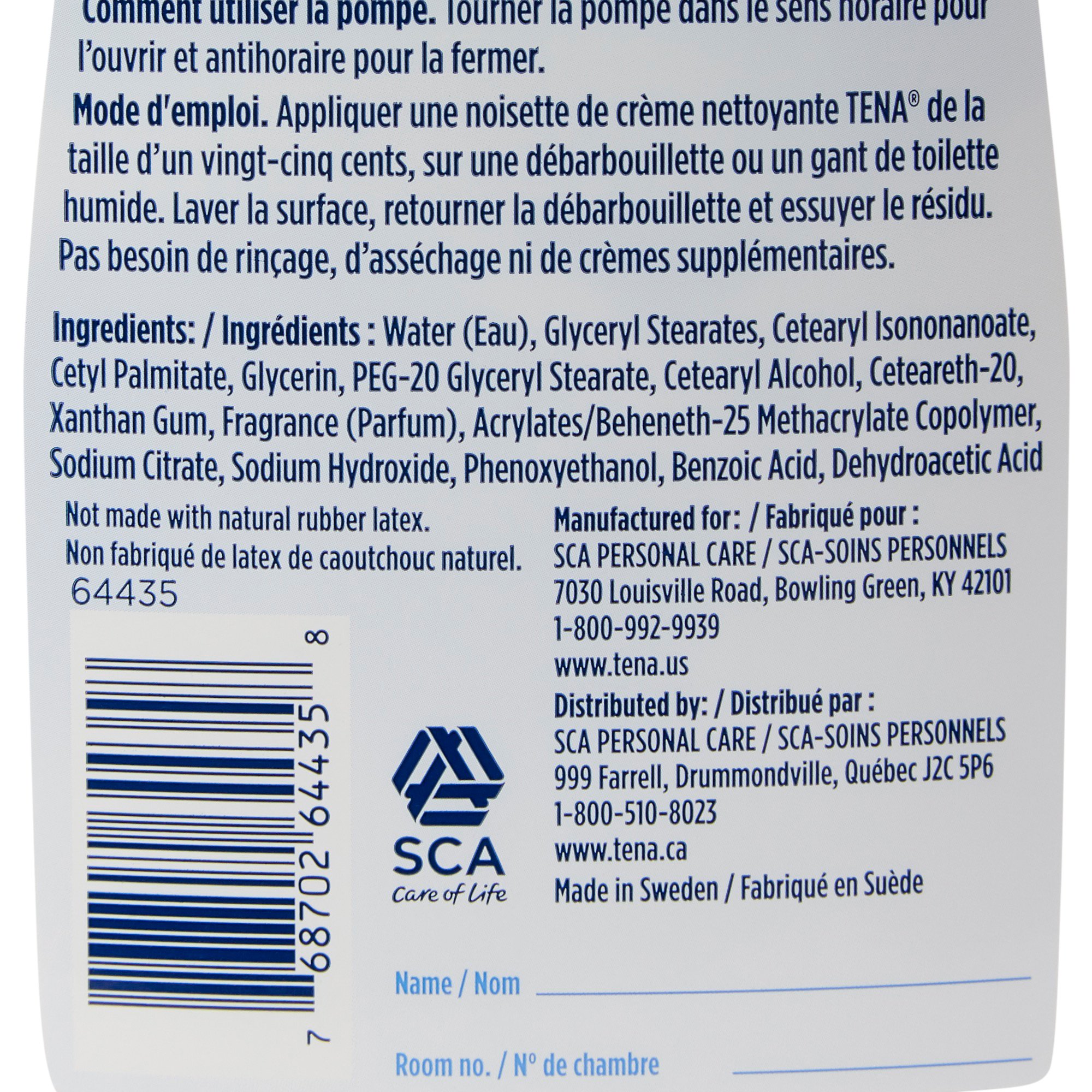 Essity HMS North America Inc 64435 - Tena® Body Wash Cleansing Cream, Alcohol-Free 3-in-1 Formula, Scented, 1,000 mL - 1/Each, 8/Case