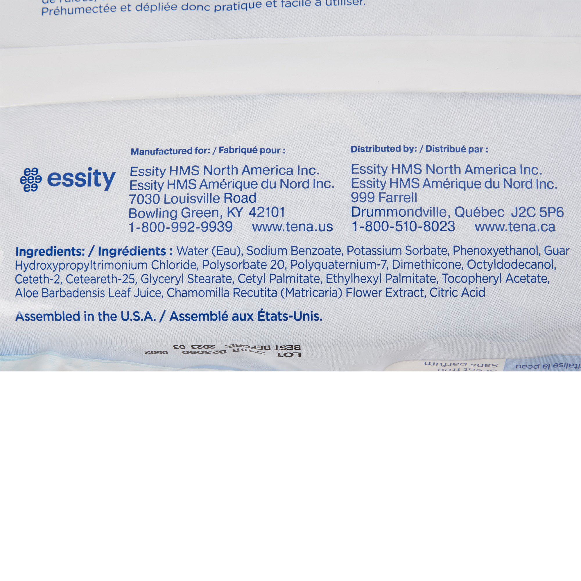 Essity HMS North America Inc 65722 - Tena ProSkin™ Ultra Personal Cleansing Wipe - 48/Pack, 576/Case