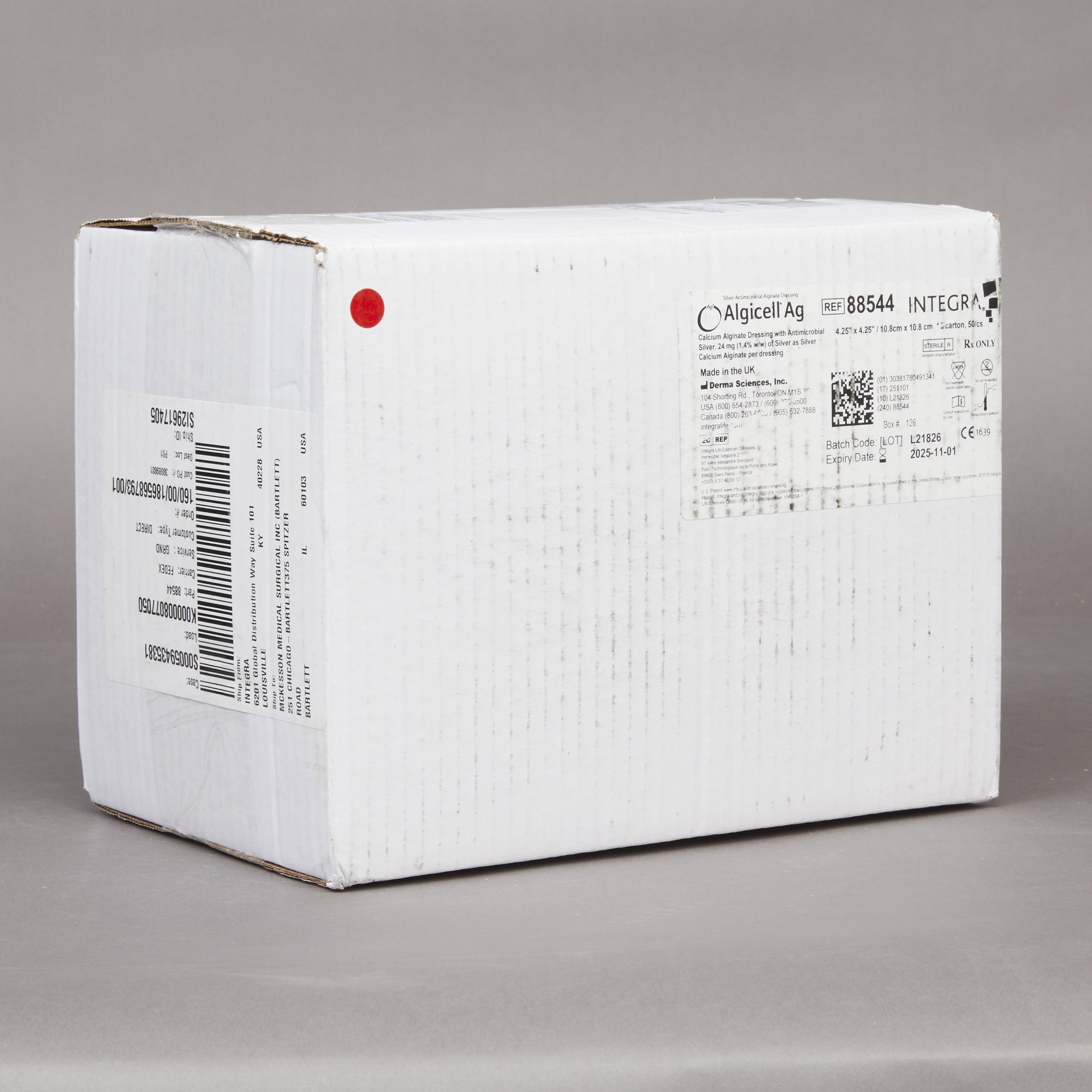 Gentell 88544 - Algicell® Ag Calcium Alginate Dressing with Silver, 4¼ x 4¼ Inch - 1/Each, 10/Box, 50/Case