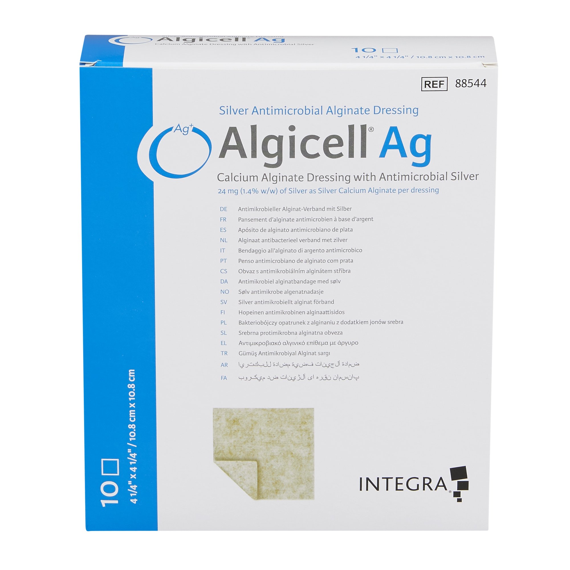 Gentell 88544 - Algicell® Ag Calcium Alginate Dressing with Silver, 4¼ x 4¼ Inch - 1/Each, 10/Box, 50/Case