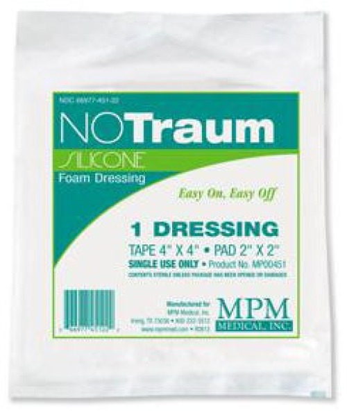 MPM Medical - MP00451 Foam Dressing NOTraum 4 X 4 Inch With Border Waterproof Backing Silicone Adhesive Square Sterile
