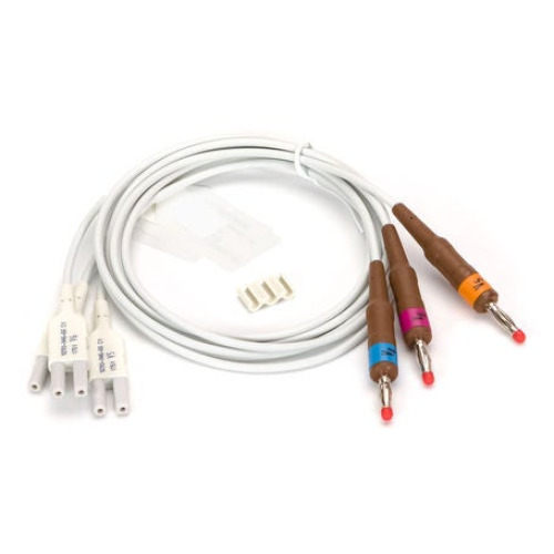 Welch Allyn - 9293-046-66 Lead Wire Set Gray, 3-Leads, Banana Ends For V4-V6 EKG Machine AHA