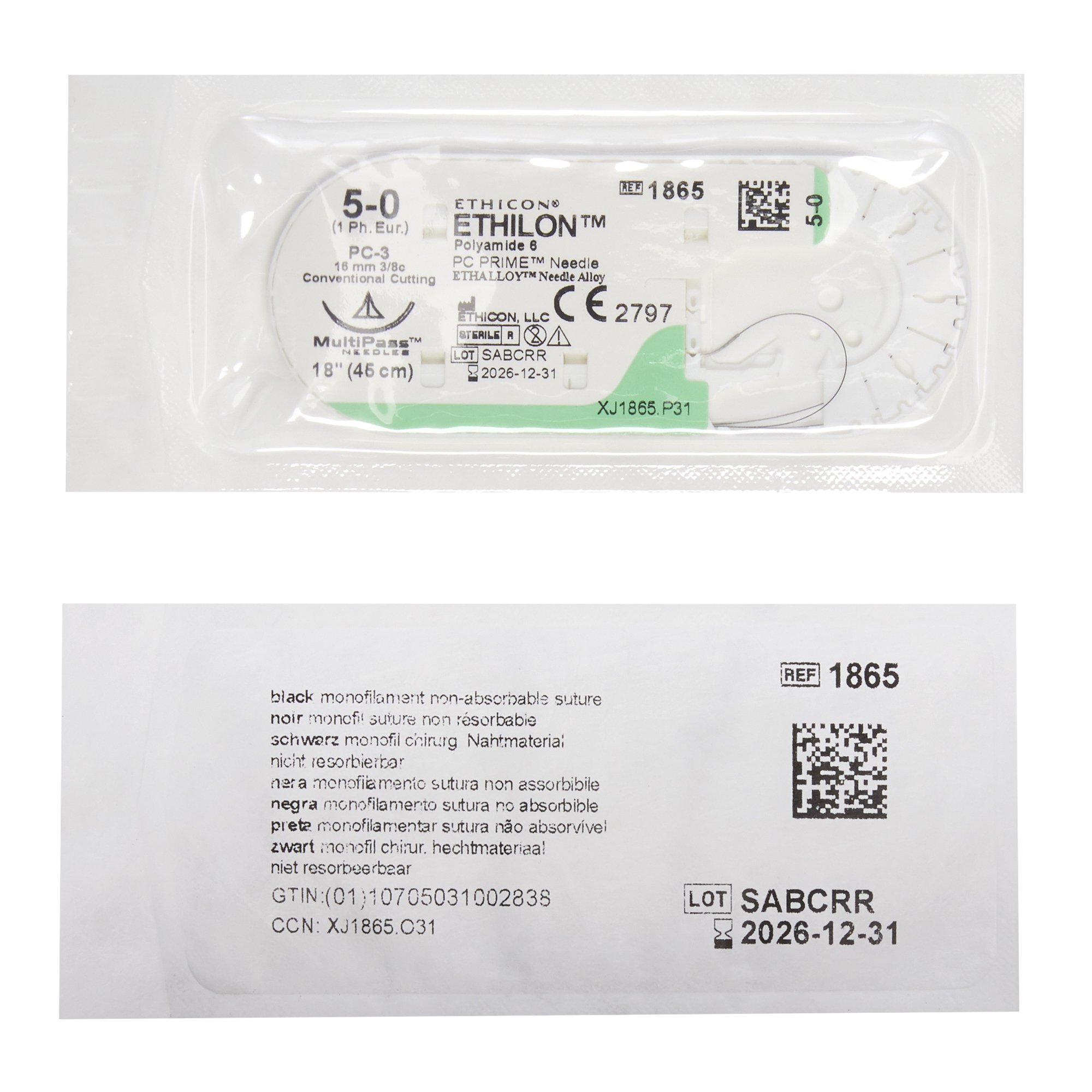 J & J Healthcare Systems 1865G - Ethilon™ Suture with Needle - 12/Dozen, 12/Box
