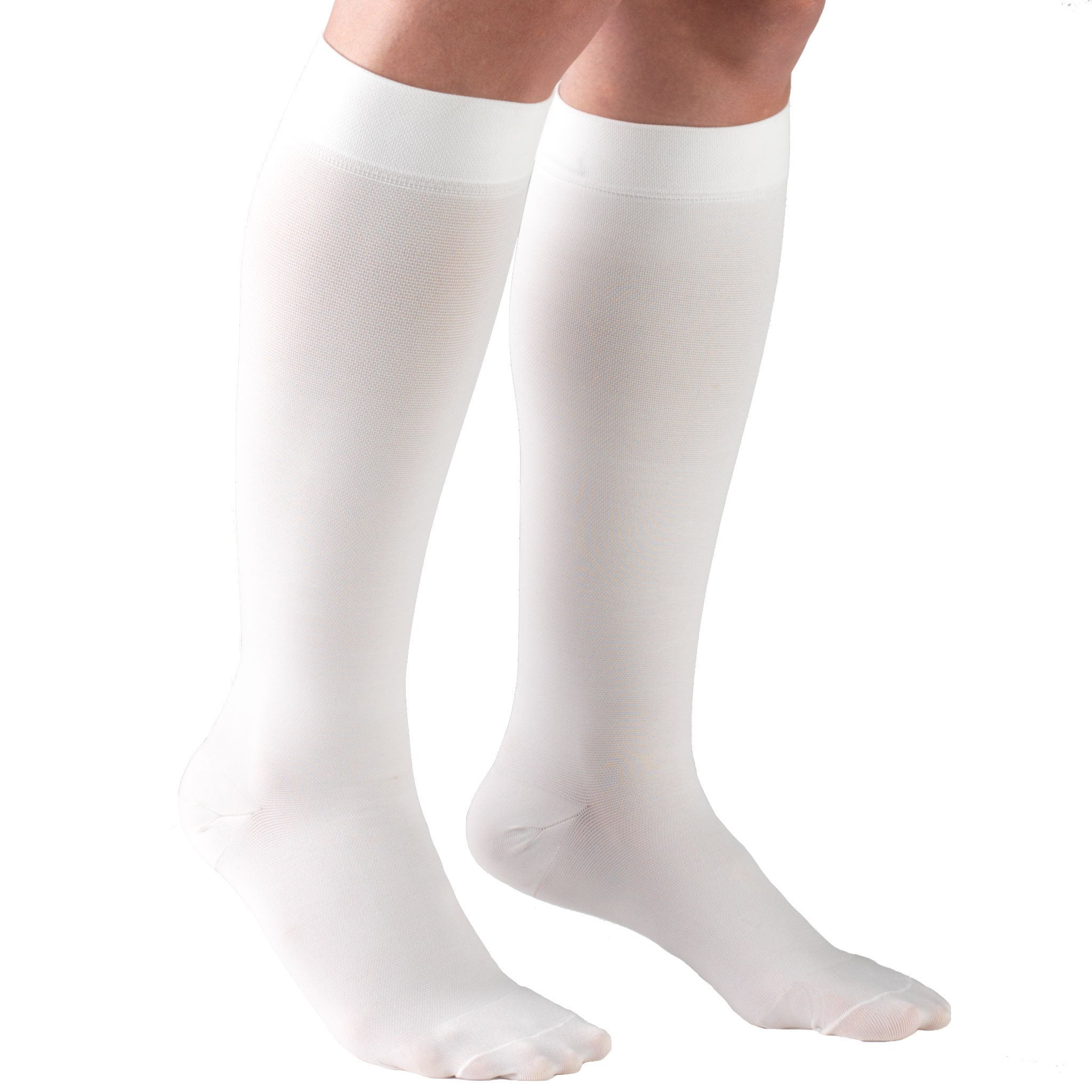 Truform - 8865-WH-M Compression Stocking Truform® Knee High Medium White Closed Toe