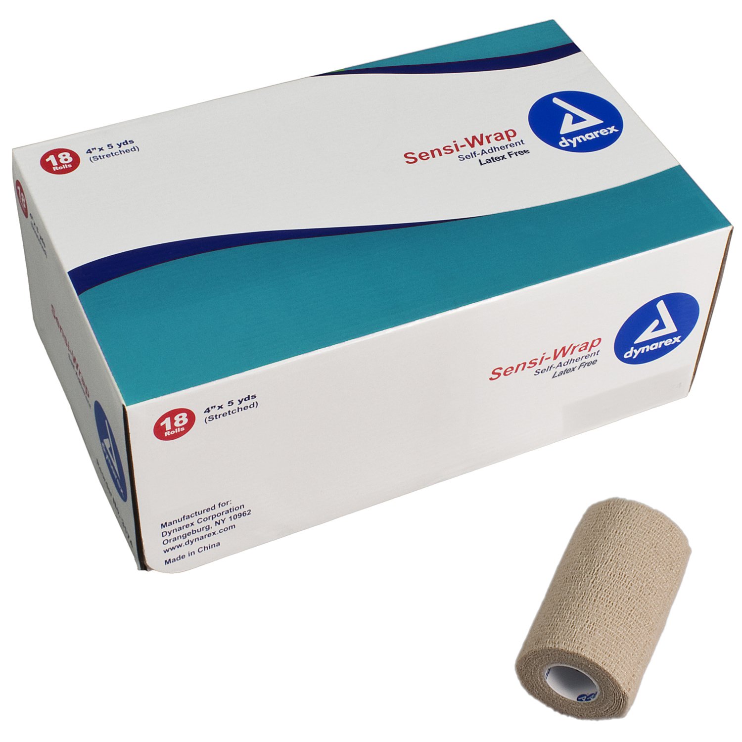 Dynarex 3190 - Sensi-Wrap Self-adherent Closure Cohesive Bandage, 4 Inch x 5 Yard - 18/Case