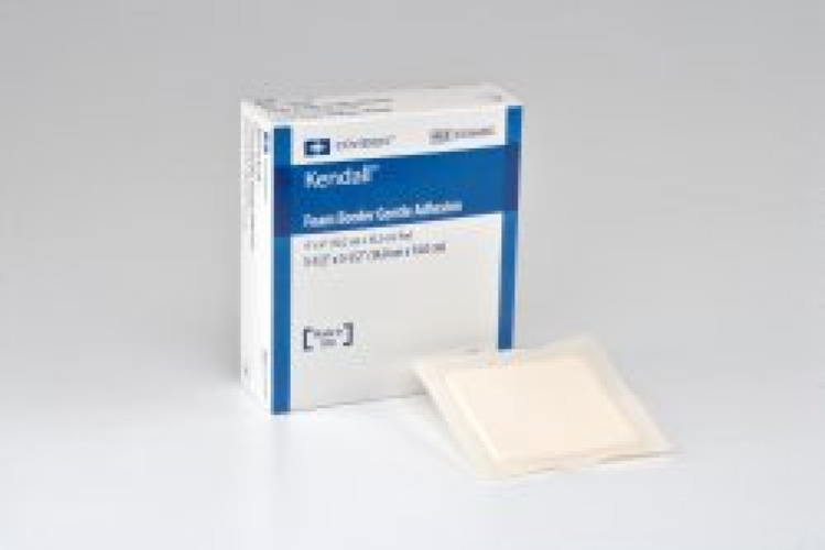 Cardinal 55566BG - Kendall™ Gentle Bordered Foam Dressing with Silicone Adhesive, 14 x 14 cm - 1/Each, 10/Box, 50/Case