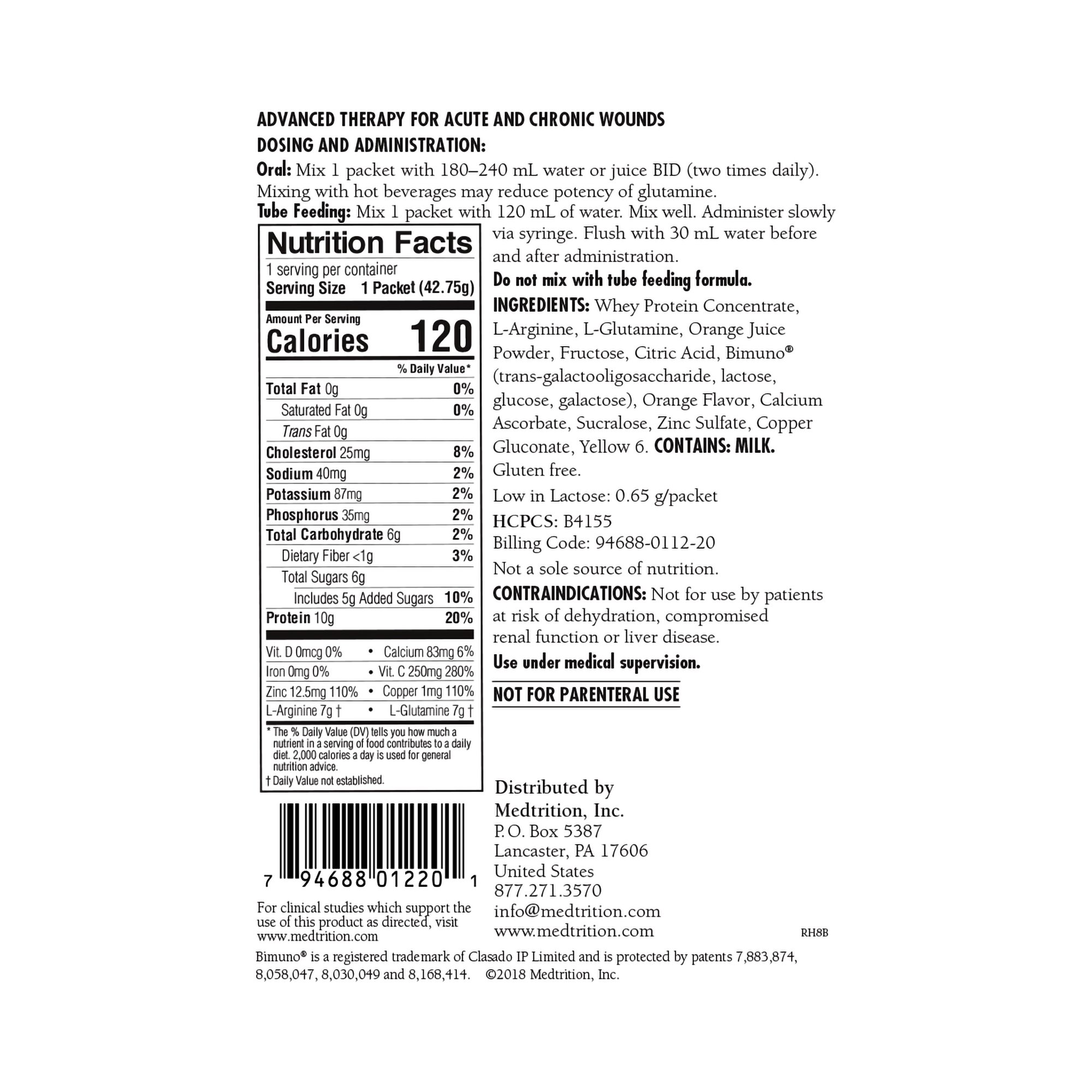 Medtrition-National Nutrition 11220 - ArgiMent® AT Orange Crème Medical Food for Acute and Chronic Wounds - 1/Each, 60/Case