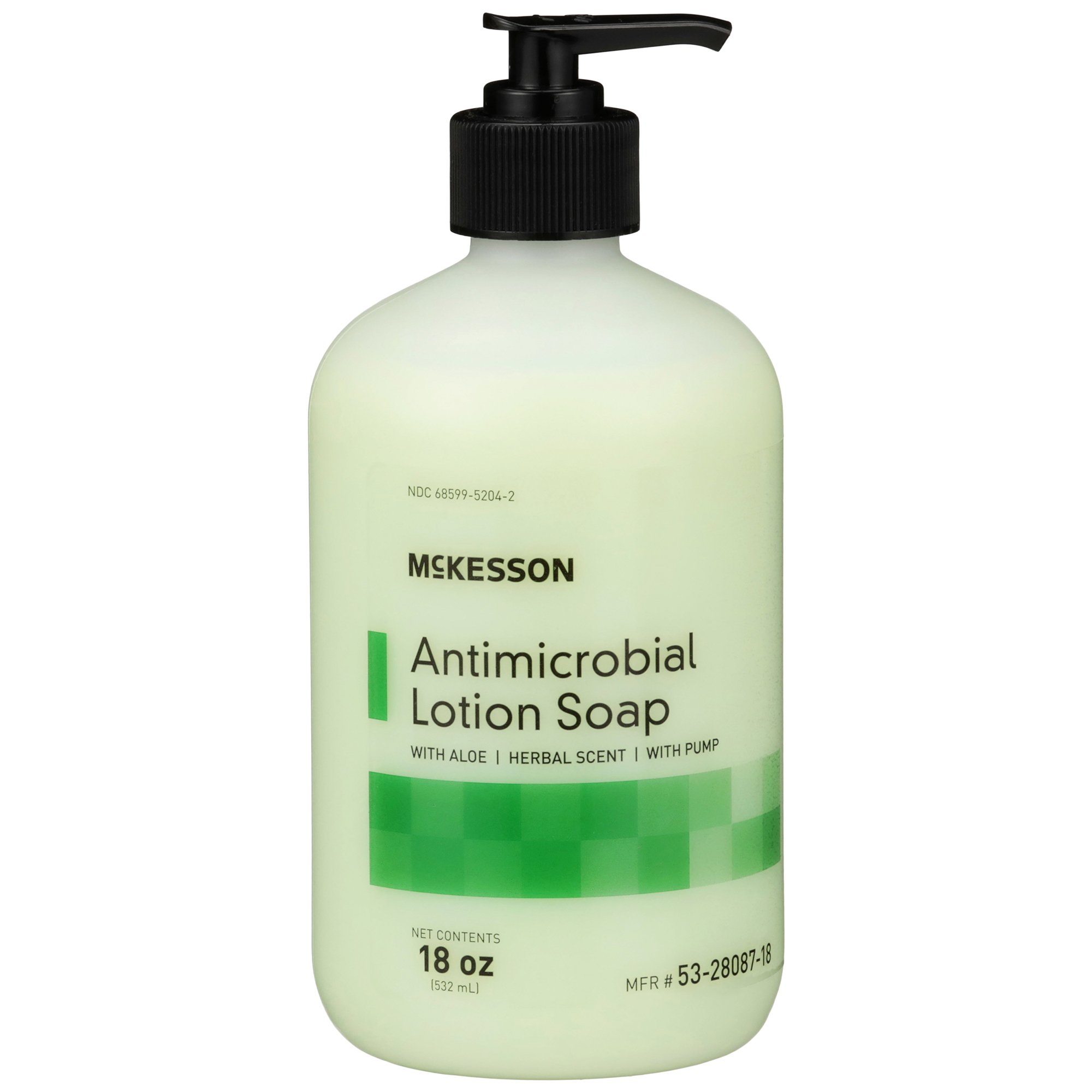 McKesson Brand 53-28087-18 - McKesson Antimicrobial Lotion Soap, Herbal Scent, 18-ounce Pump Bottle - 1/Each, 12/Case