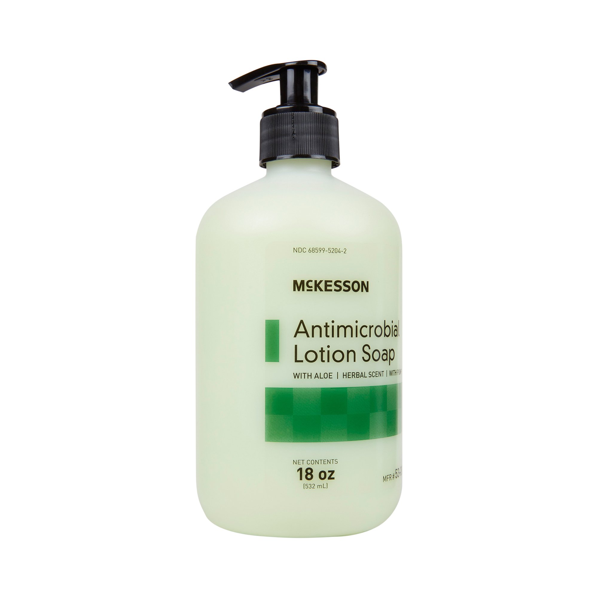 McKesson Brand 53-28087-18 - McKesson Antimicrobial Lotion Soap, Herbal Scent, 18-ounce Pump Bottle - 1/Each, 12/Case
