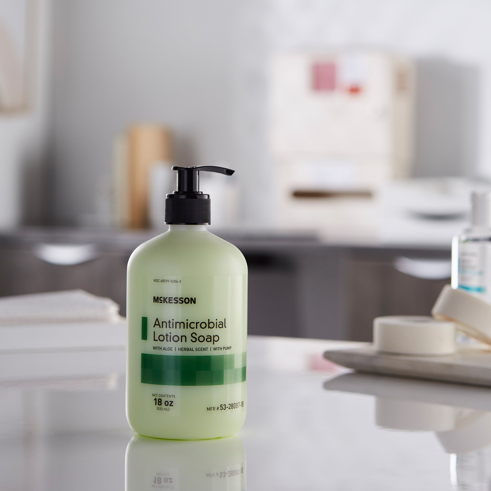 McKesson Brand 53-28087-18 - McKesson Antimicrobial Lotion Soap, Herbal Scent, 18-ounce Pump Bottle - 1/Each, 12/Case