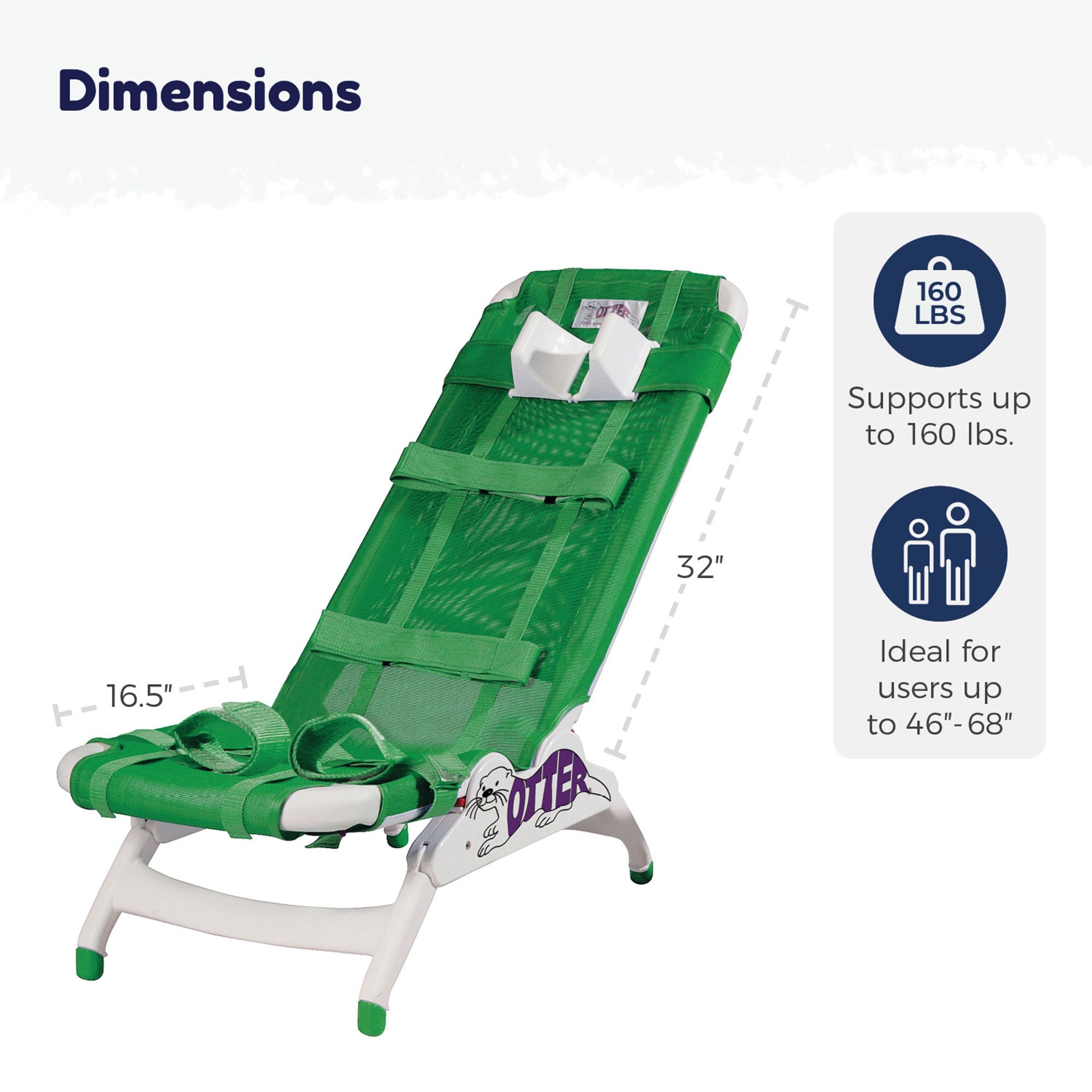 Drive DeVilbiss Healthcare - OT 3000 Bath Chair Otter Without Arms Plastic Frame Reclining Backrest 14-1/2 Inch Seat Width 160 lbs. Weight Capacity