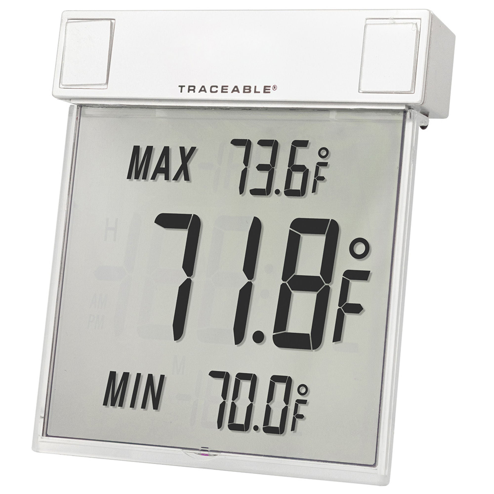 Cole-Parmer-Antylia Scientific - 90080-10 Digital Thermometer Traceable® Big-Digit See-Thru™ Fahrenheit / Celsius -13° to +158°F (-25° to +70°C) Internal Sensor Multiple Mounting Options Battery Operated