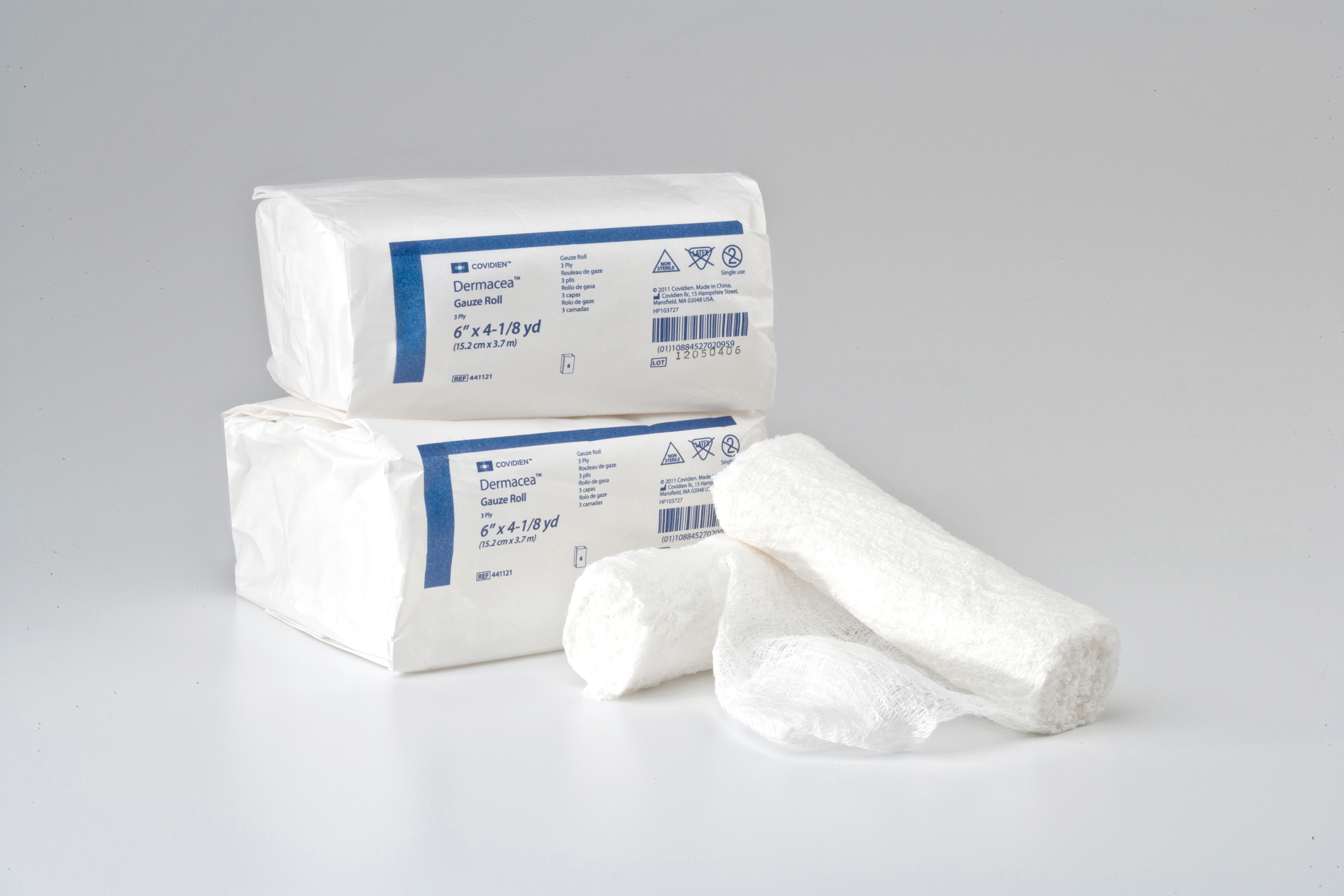 Cardinal 441121 - Dermacea™ Fluff Bandage Roll, 6 Inch x 4-1/8 Yard, Three-Ply - 6/Box, 48/Case