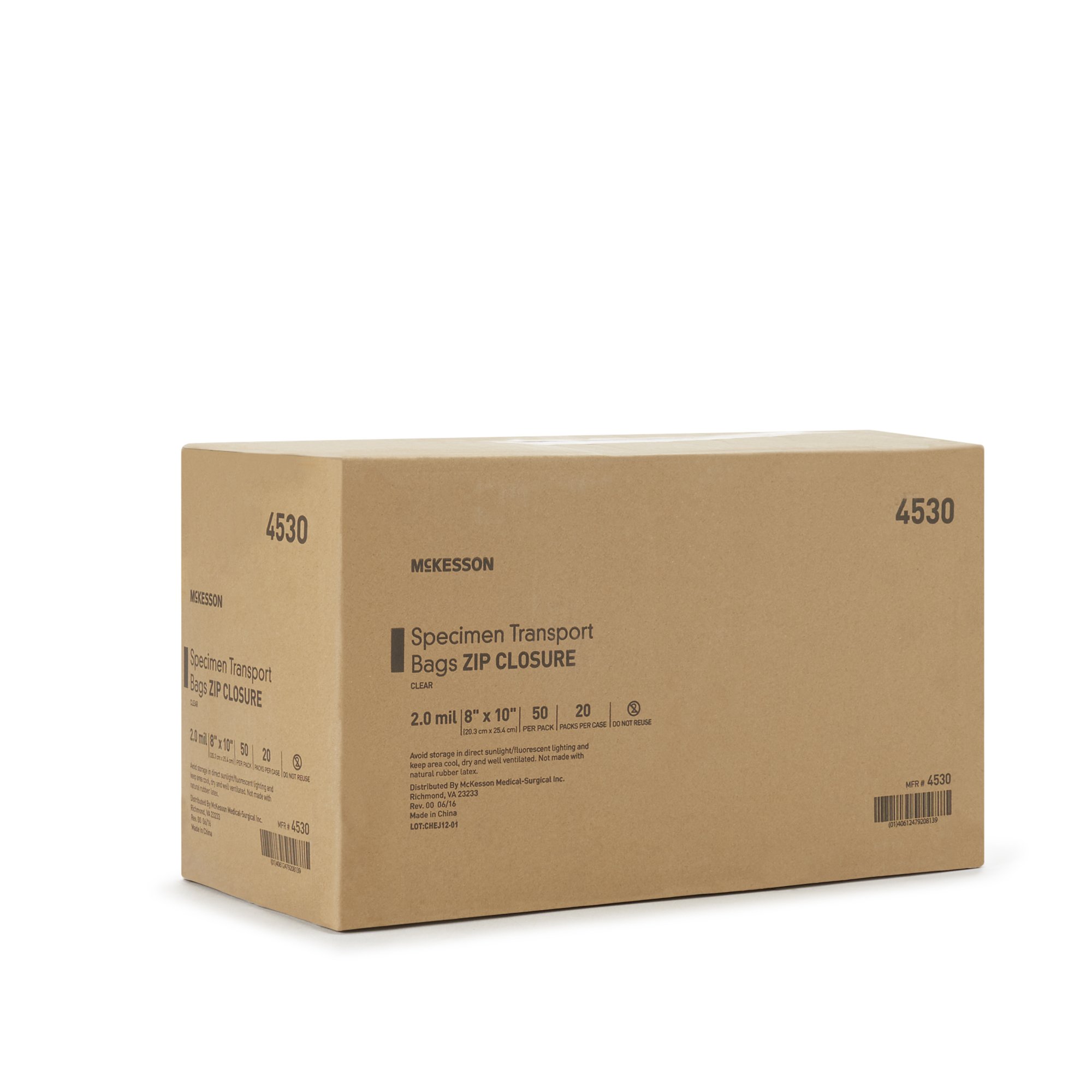 McKesson Brand 4530 - McKesson Specimen Transport Bag, Zip Closure, 8 x 10 Inch - 1/Each, 1000/Case