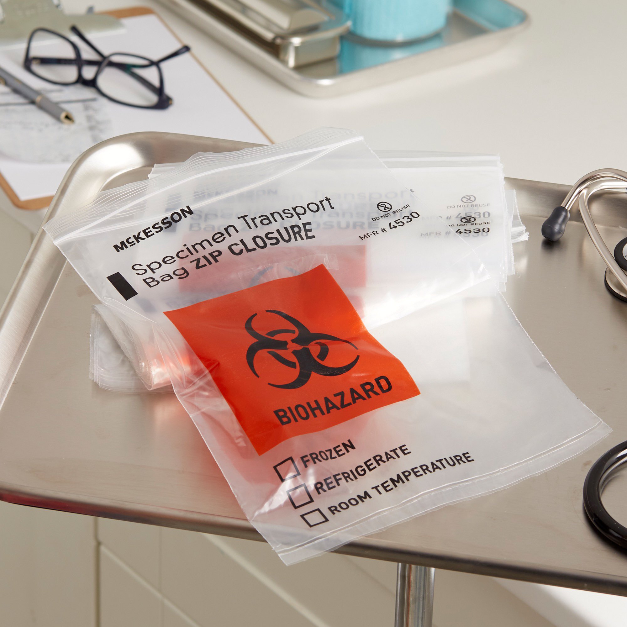 McKesson Brand 4530 - McKesson Specimen Transport Bag, Zip Closure, 8 x 10 Inch - 1/Each, 1000/Case