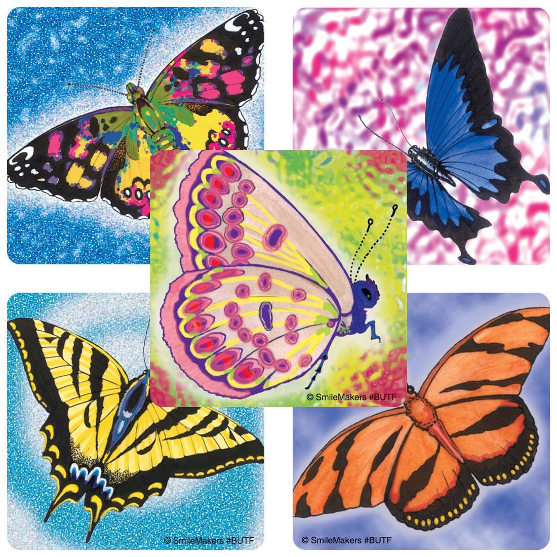 SmileMakers - BUTFB Sticker SmileMakers® 100 per Box Butterflies 2-1/2 X 2-1/2 Inch