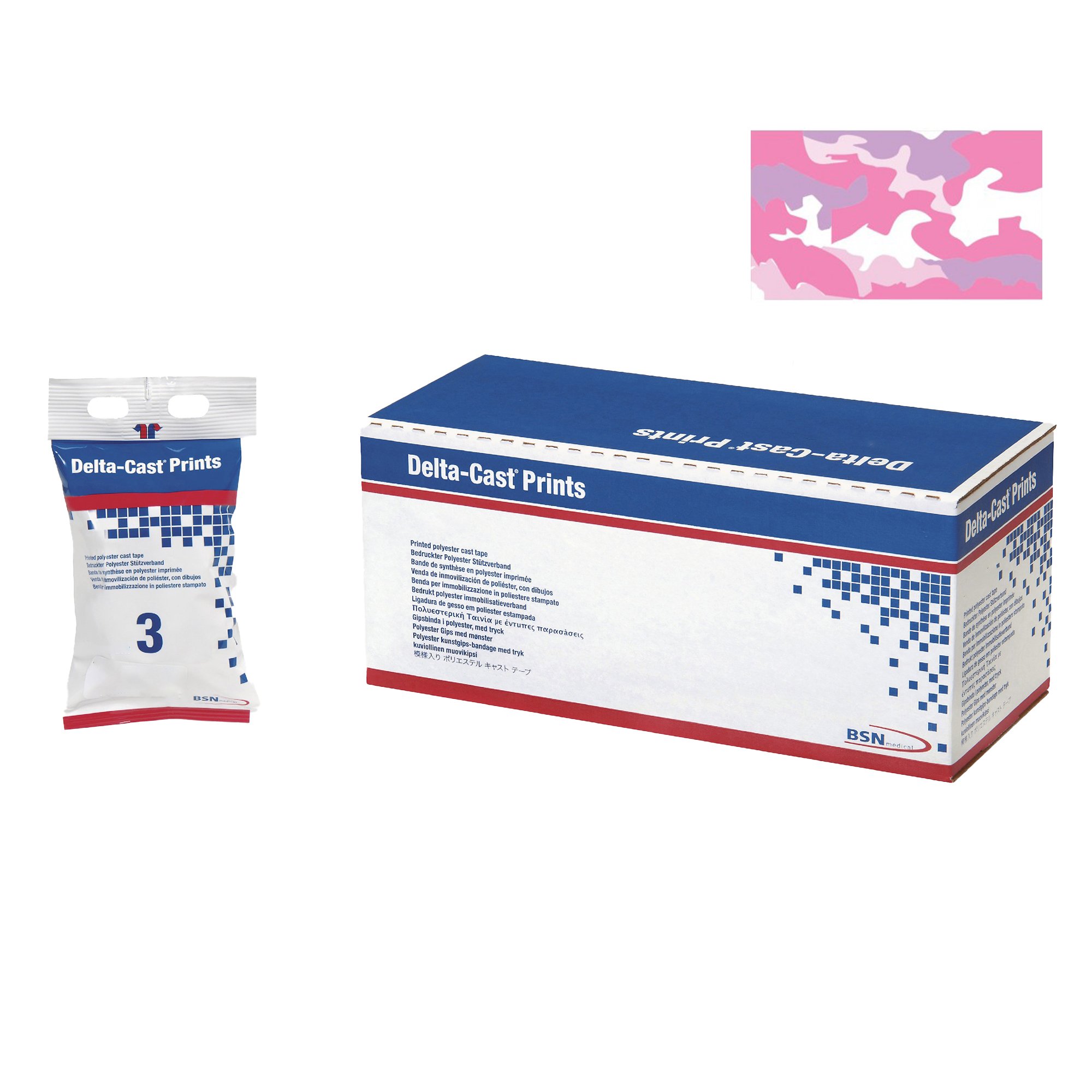 BSN Medical 7227341 - Delta-Cast® Pink Camouflage Cast Tape, 3 Inch x 4 Yard - 10/Box