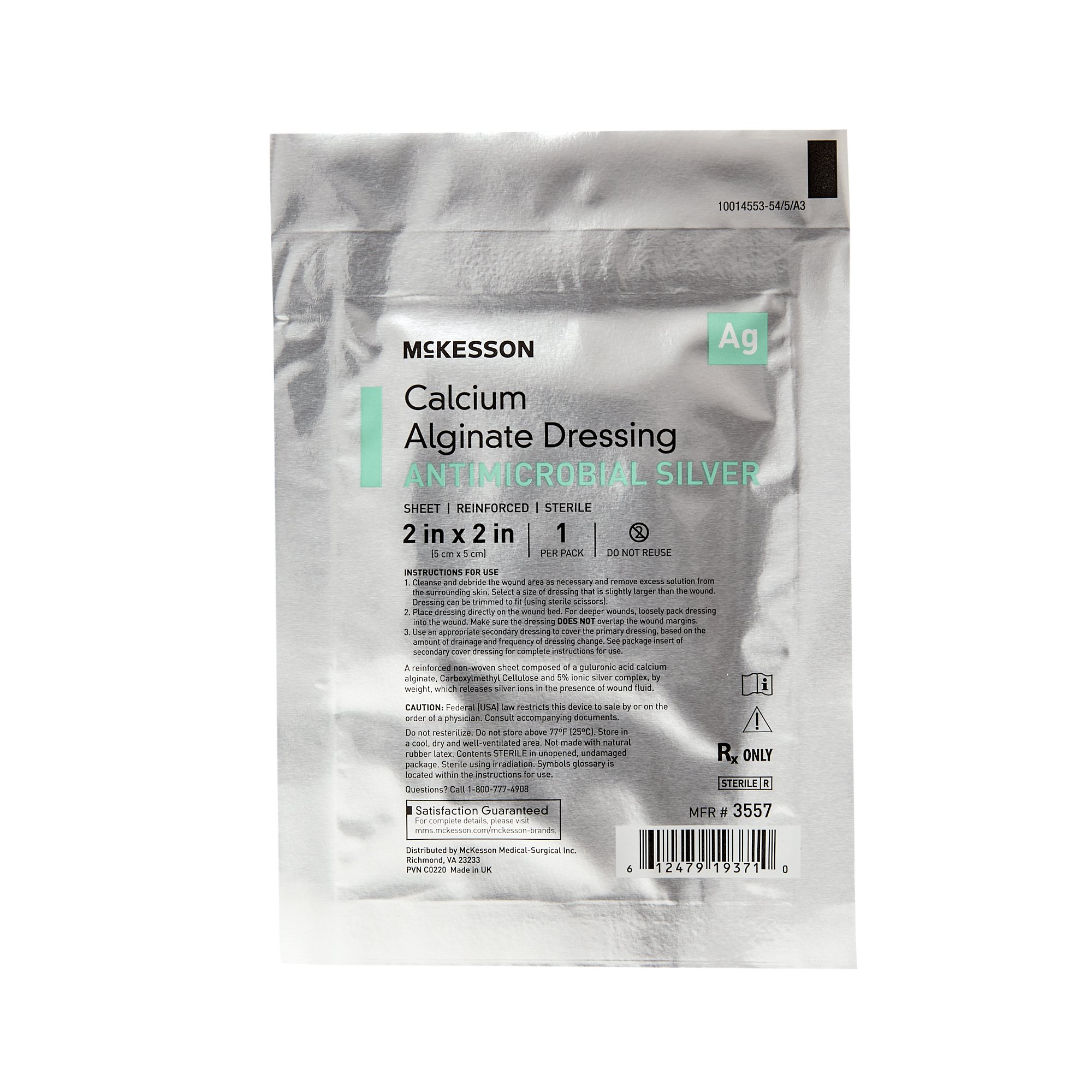 McKesson Brand - 3557 McKesson Calcium Alginate Dressing with Silver