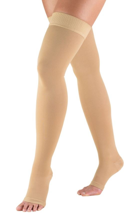 Truform - 848-BG-LG Compression Stocking Truform® Thigh High Large Beige Open Toe