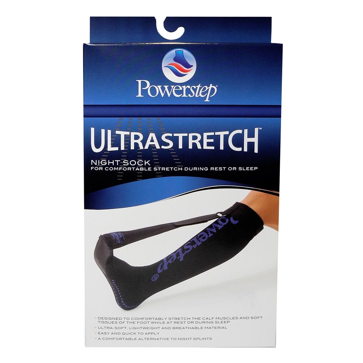 Powerstep - 7001-00L Plantar Fasciitis Night Sock UltraStretch® Knee High Large Black Closed Toe
