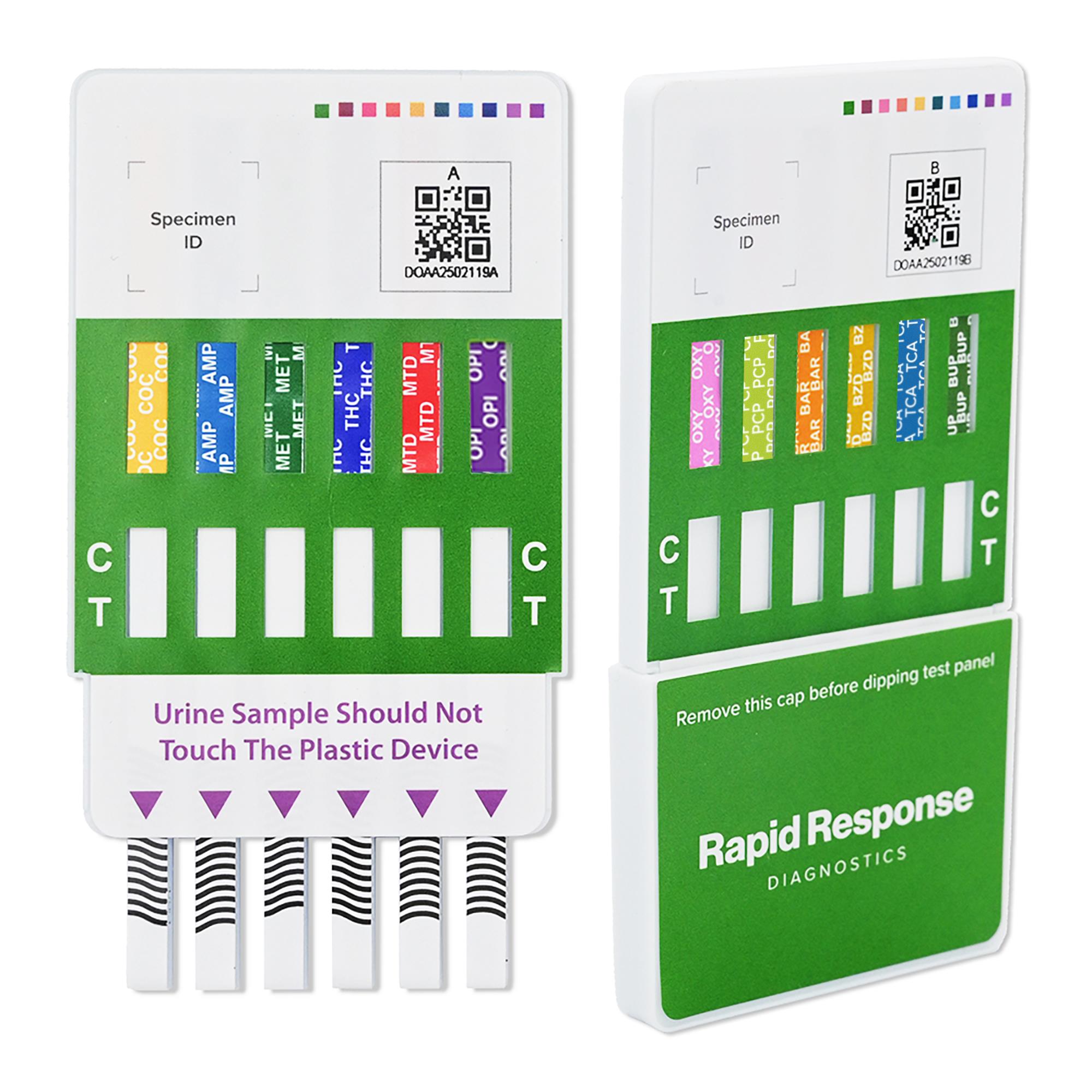 BTNX - D12.2-1P29-25 Drugs of Abuse Test Kit Rapid Response™ AMP1000, BAR300, BUP10, BZO300, COC300, mAMP/MET1000, MTD300, OPI2000, OXY100, PCP25, TCA1000, THC50 25 Tests CLIA Waived