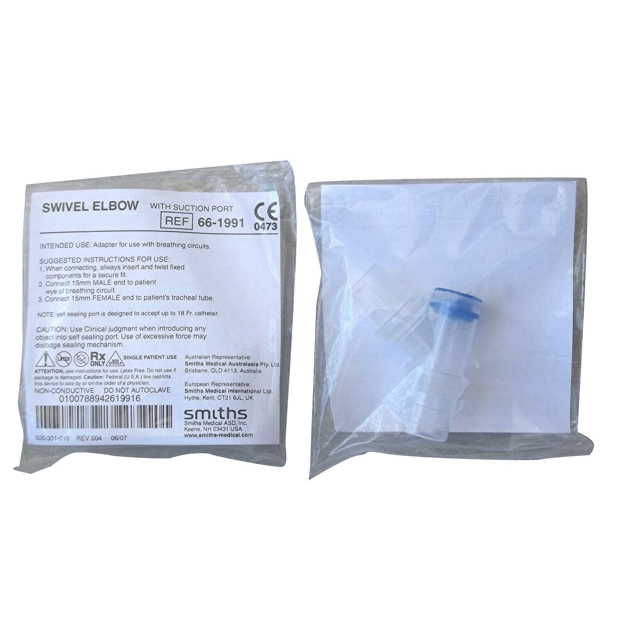 ICU Medical FKA Smiths Medical 66-1991 - Double Swivel Elbow - 1/Each, 50/Box
