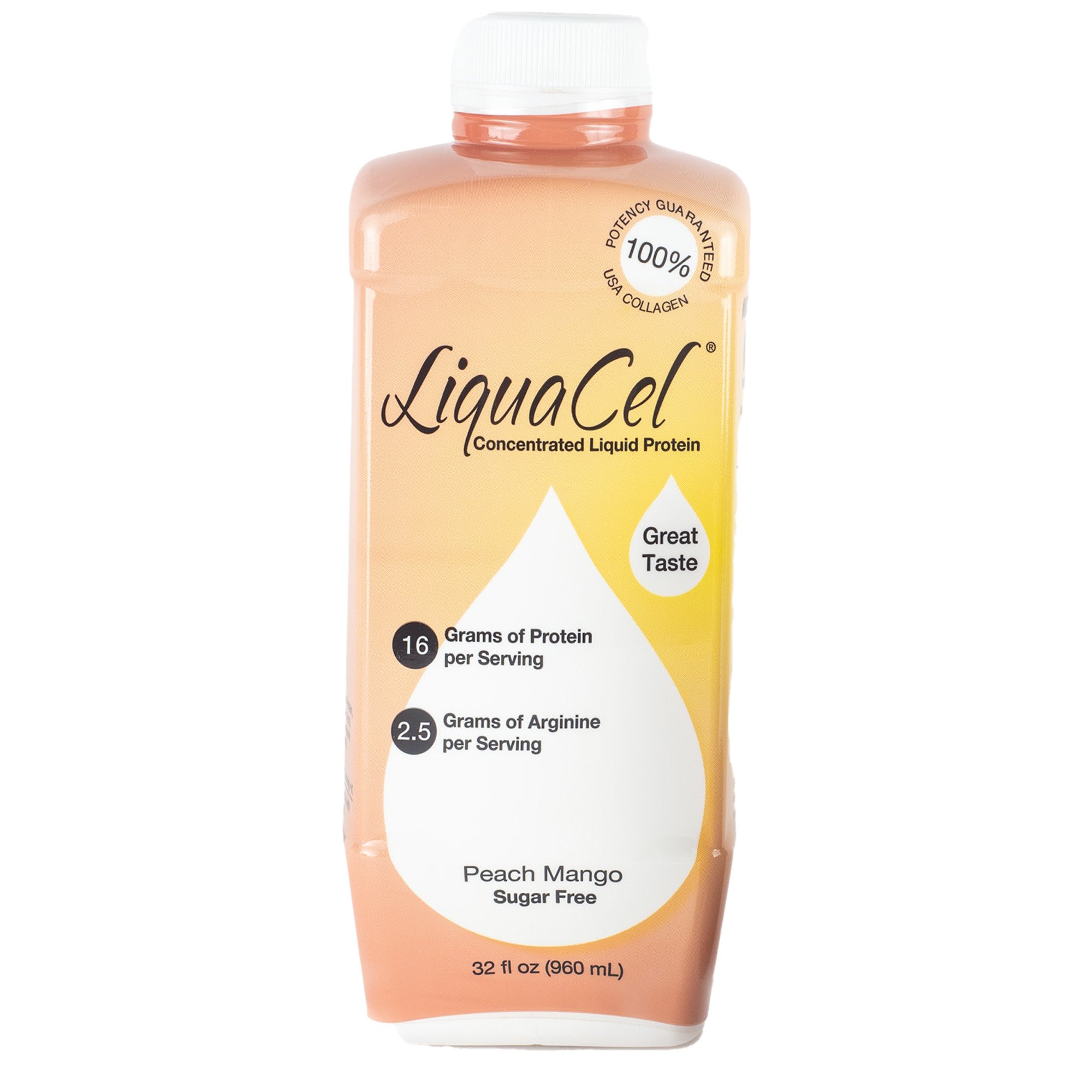 Global Health Products GH-87 - LiquaCel® Peach Mango Concentrated Liquid Protein, 32-ounce bottle - 1/Each, 6/Case