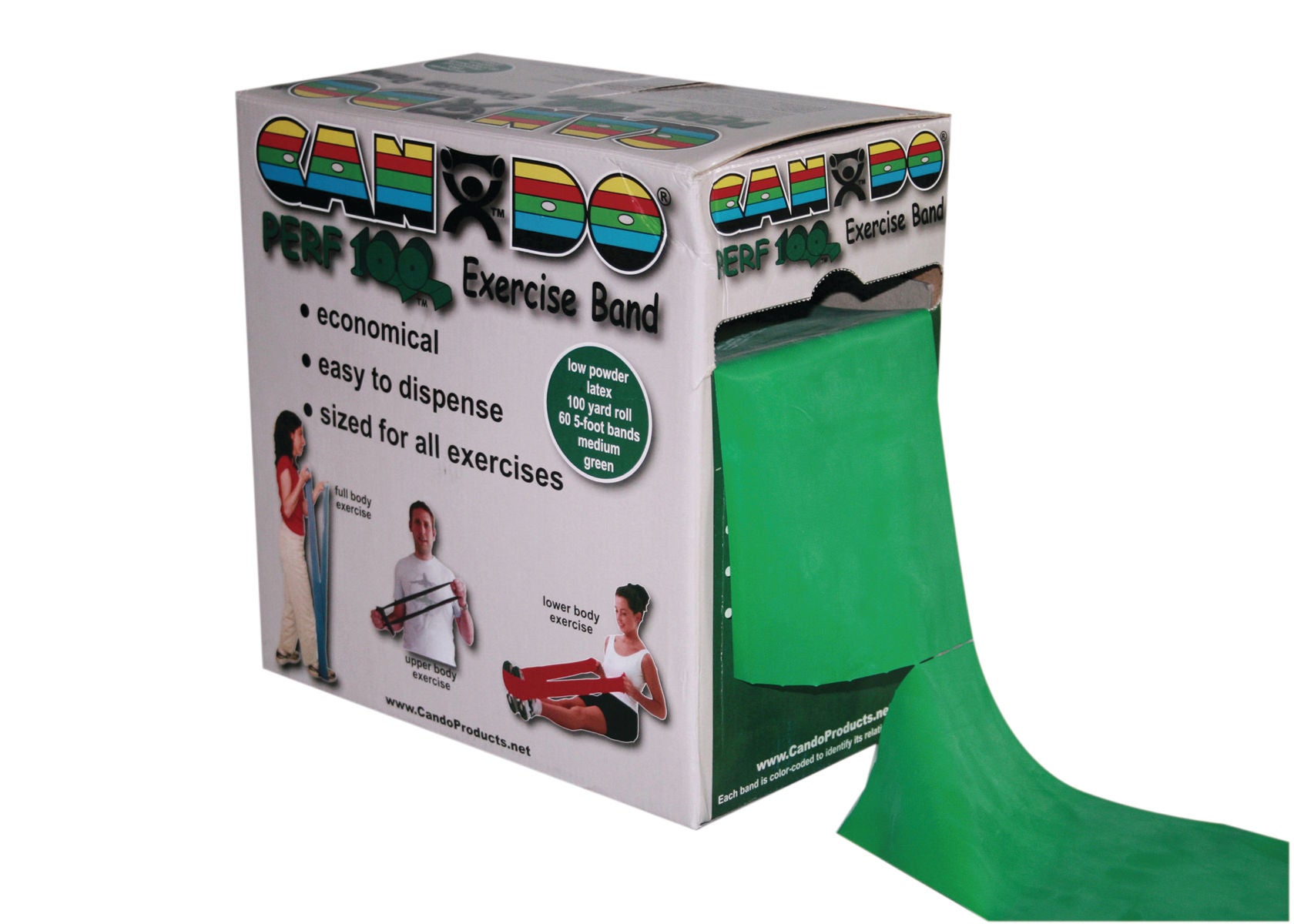 Fabrication Enterprises - 10-5193 Exercise Resistance Band CanDo® Low Powder Green 5 Inch X 100 Yard Medium Resistance