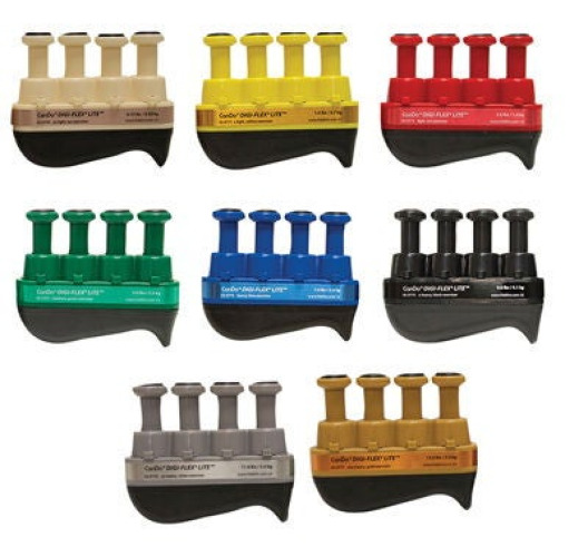 Fabrication Enterprises - 10-3778 Hand Exerciser CanDo® Digi-Flex® LiTE® Tan / Yellow / Red / Green / Blue / Black / Silver / Gold