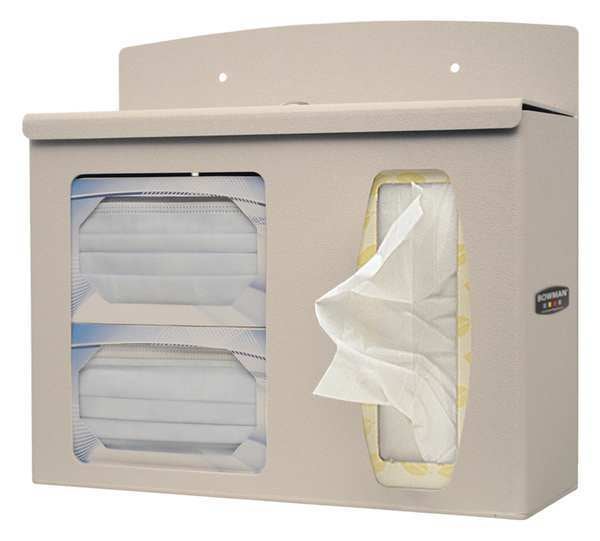 Bowman Manufacturing - RS002-0212 Hygiene Dispensing Station BOWMAN® Wall Mount Quartz Beige 5.3 X 12.65 X 13.8 Inch ABS Plastic