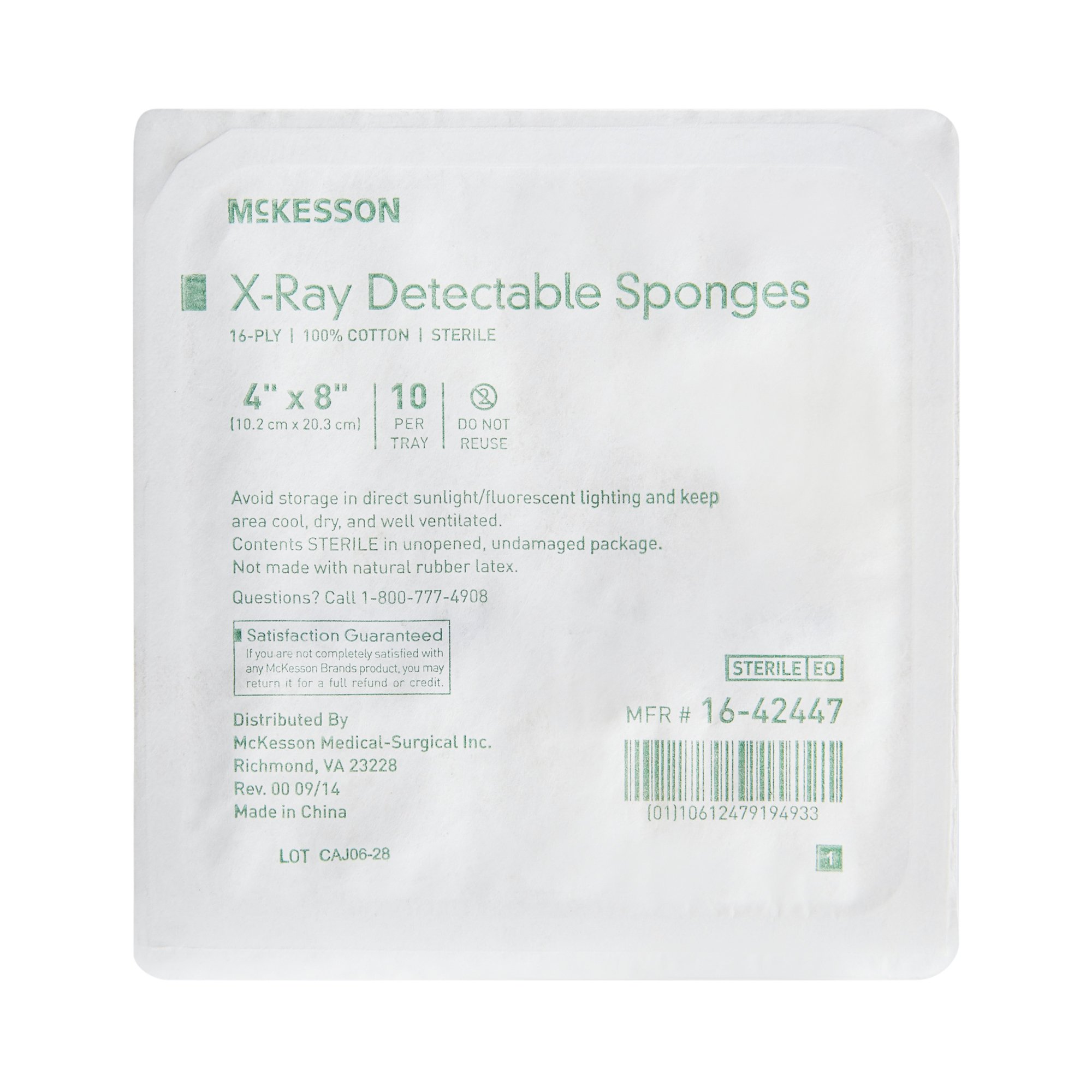 McKesson Brand - 16-42447 McKesson Sterile X-ray Detectable Gauze Sponge