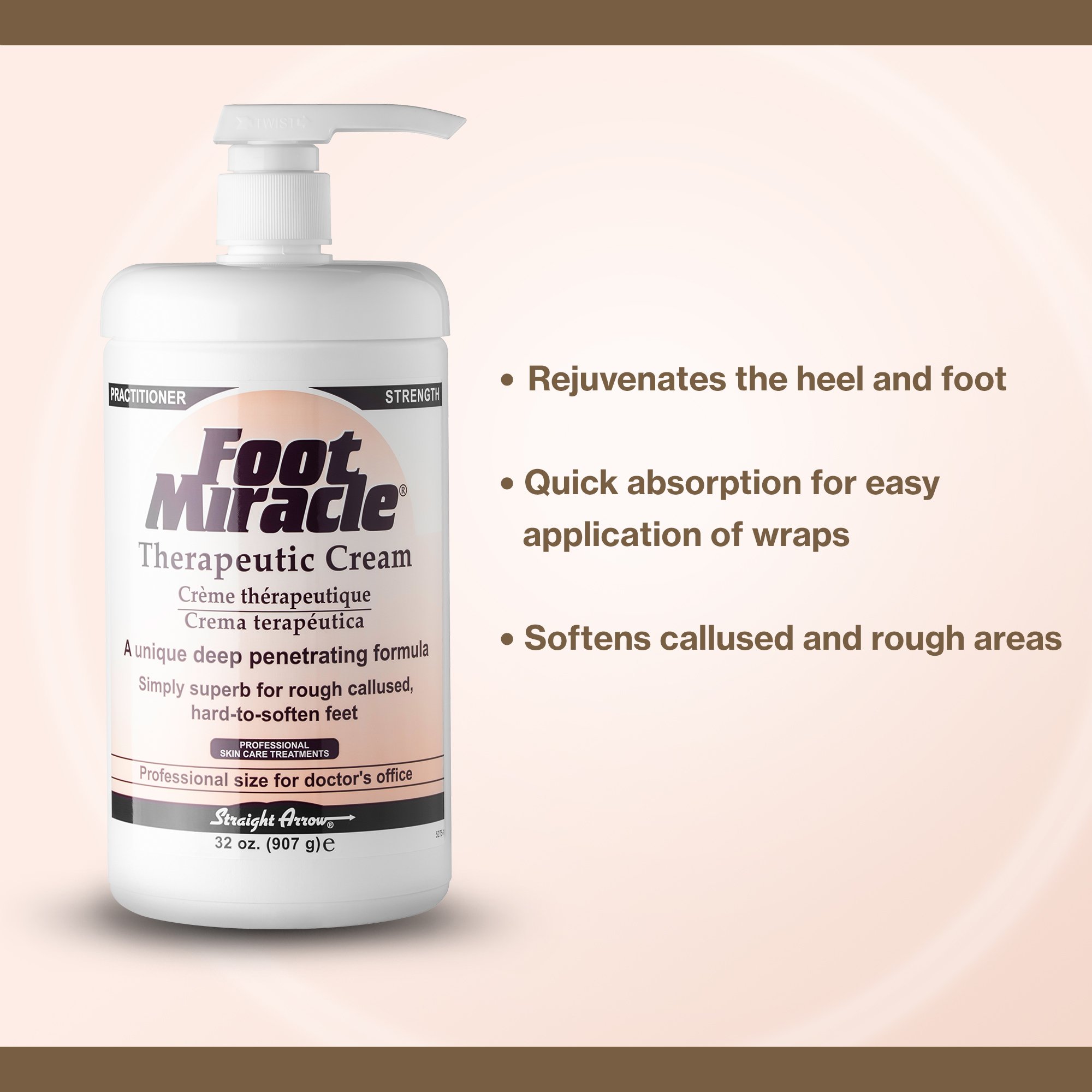 Straight Arrow Products 60656 - Foot Miracle® Therapeutic Cream, 32 oz. Bottle - 1/Each, 6/Case