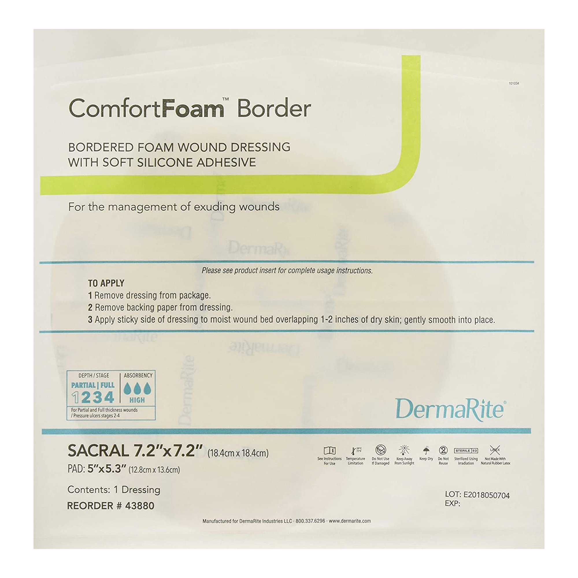 Sion Brands LLC - 43880 ComfortFoam™ Border Foam Wound Dressing w/ Adhesive