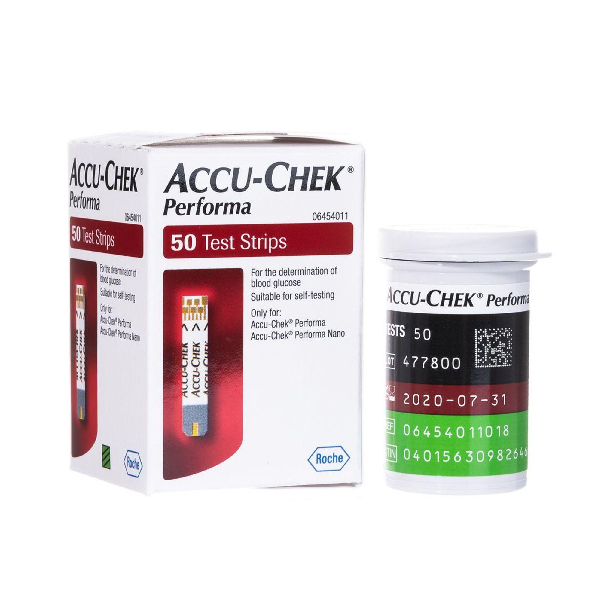 Roche Diagnostics - 07299702001 Blood Glucose Test Strips Accu-Chek® Performa 50 Strips per Pack For Accu-Chek® Performa Blood Glucose Meter