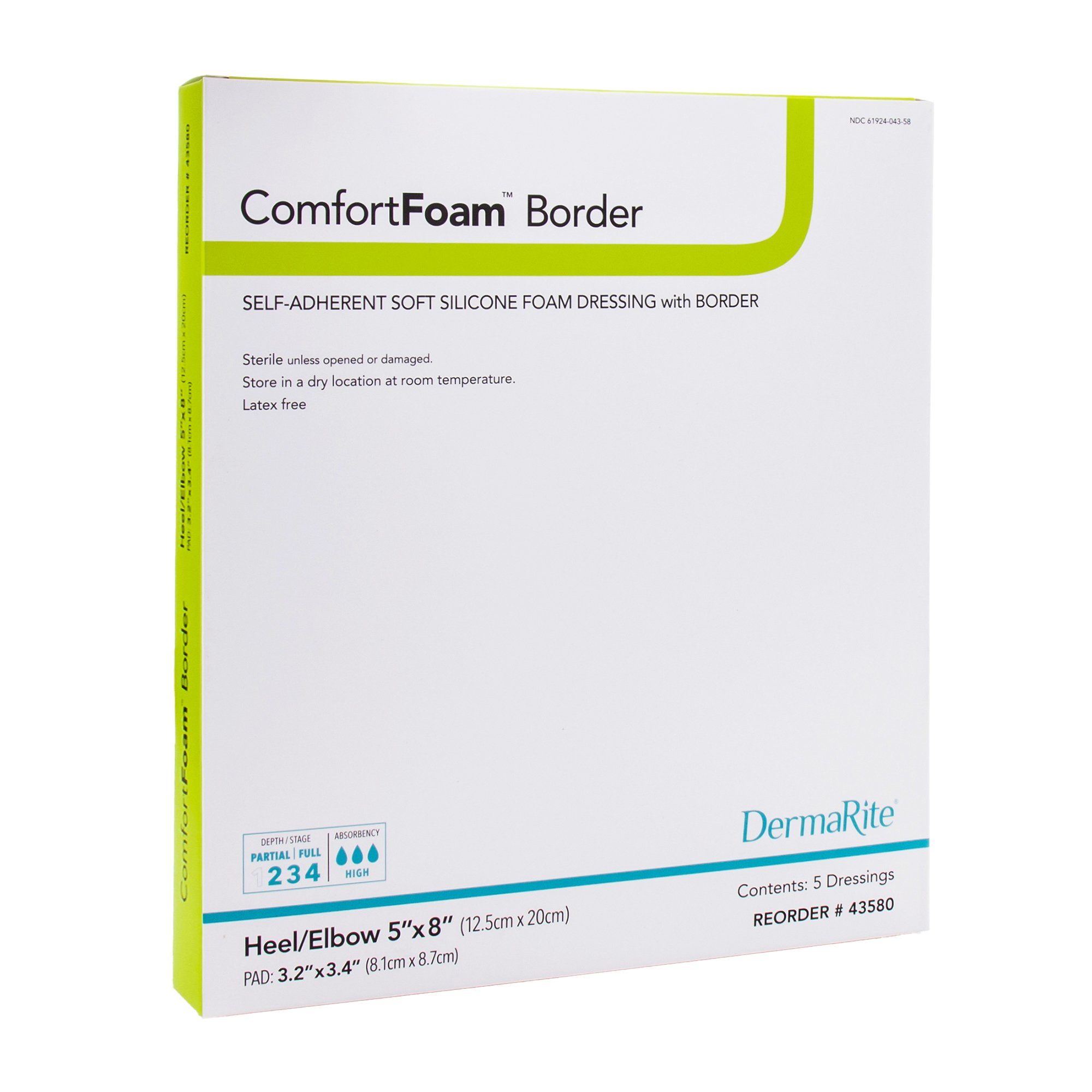 Sion Brands LLC - 43580 ComfortFoam™ Bordered Foam Wound Dressing w/ Soft Silicone Adhesive
