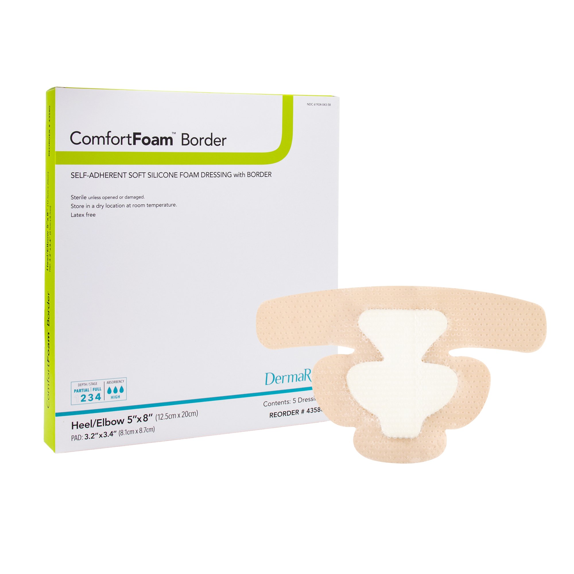 Sion Brands LLC - 43580 ComfortFoam™ Bordered Foam Wound Dressing w/ Soft Silicone Adhesive