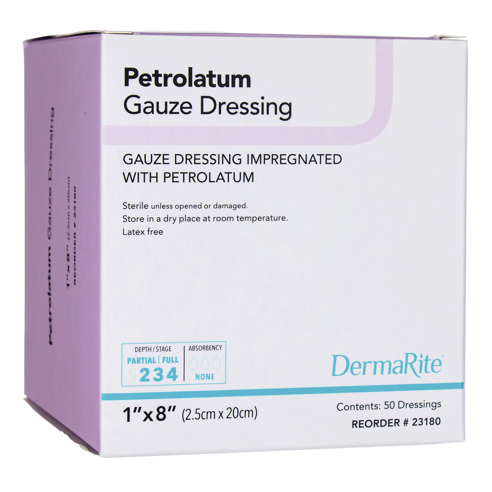 DermaRite Industries 23180 - DermaRite® Petrolatum Impregnated Dressing, 1 x 8 Inch - 1/Each, 50/Box